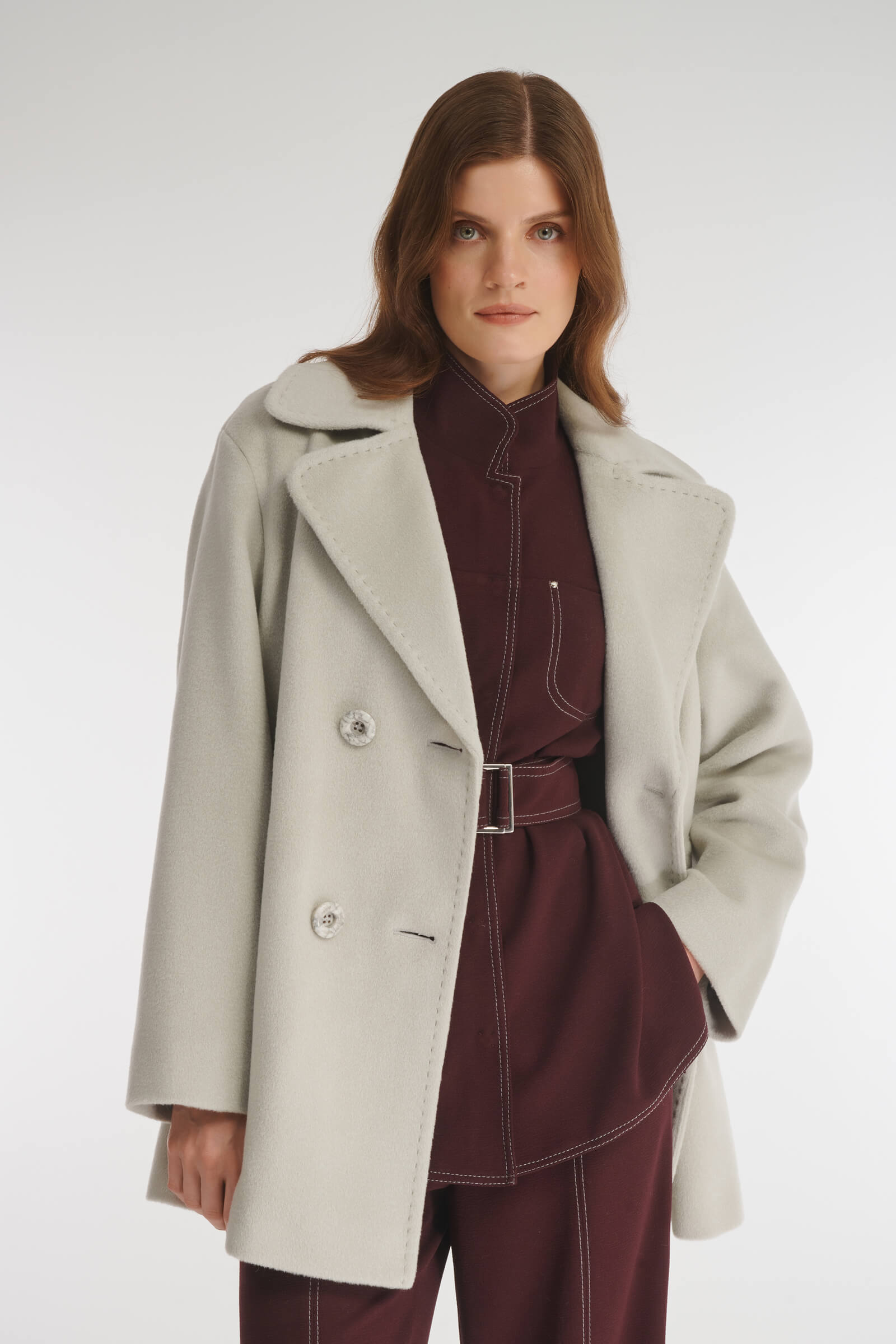 Пальто из шерсти и шелка Бренд Caterina Leman