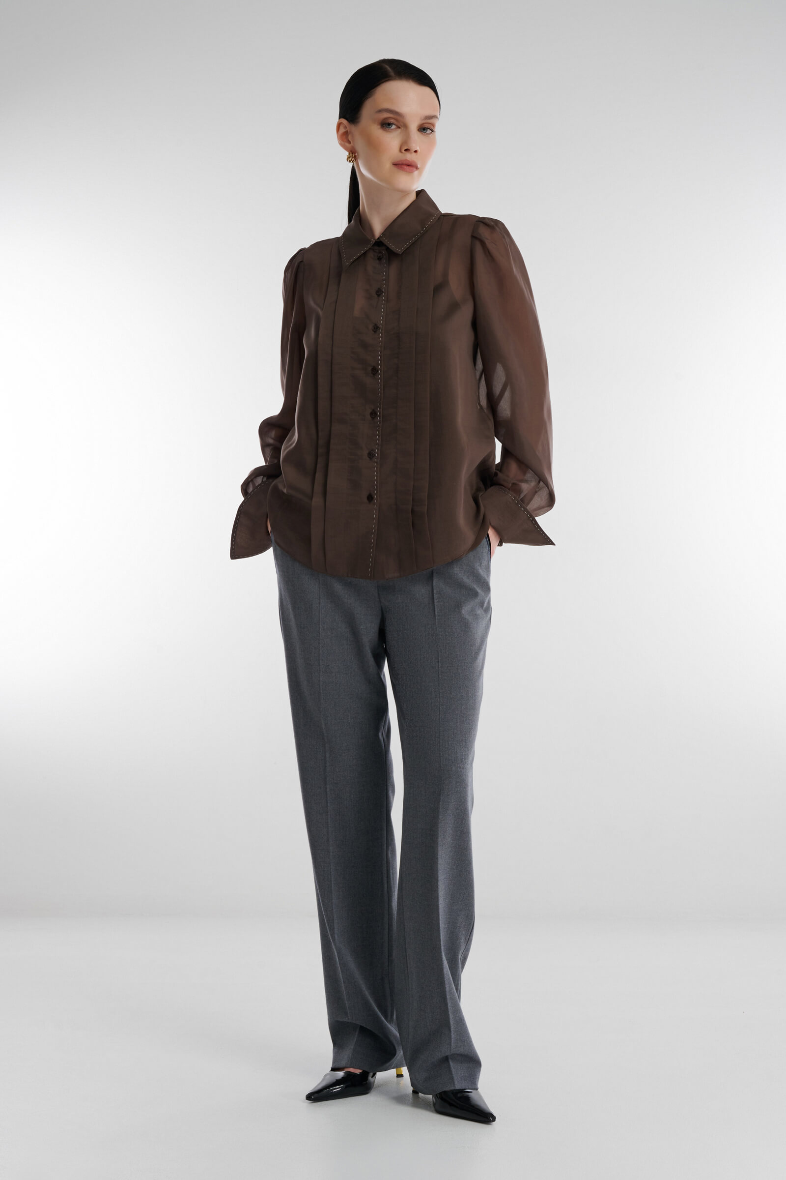 Полупрозрачная рубашка из вискозы Бренд Caterina Leman