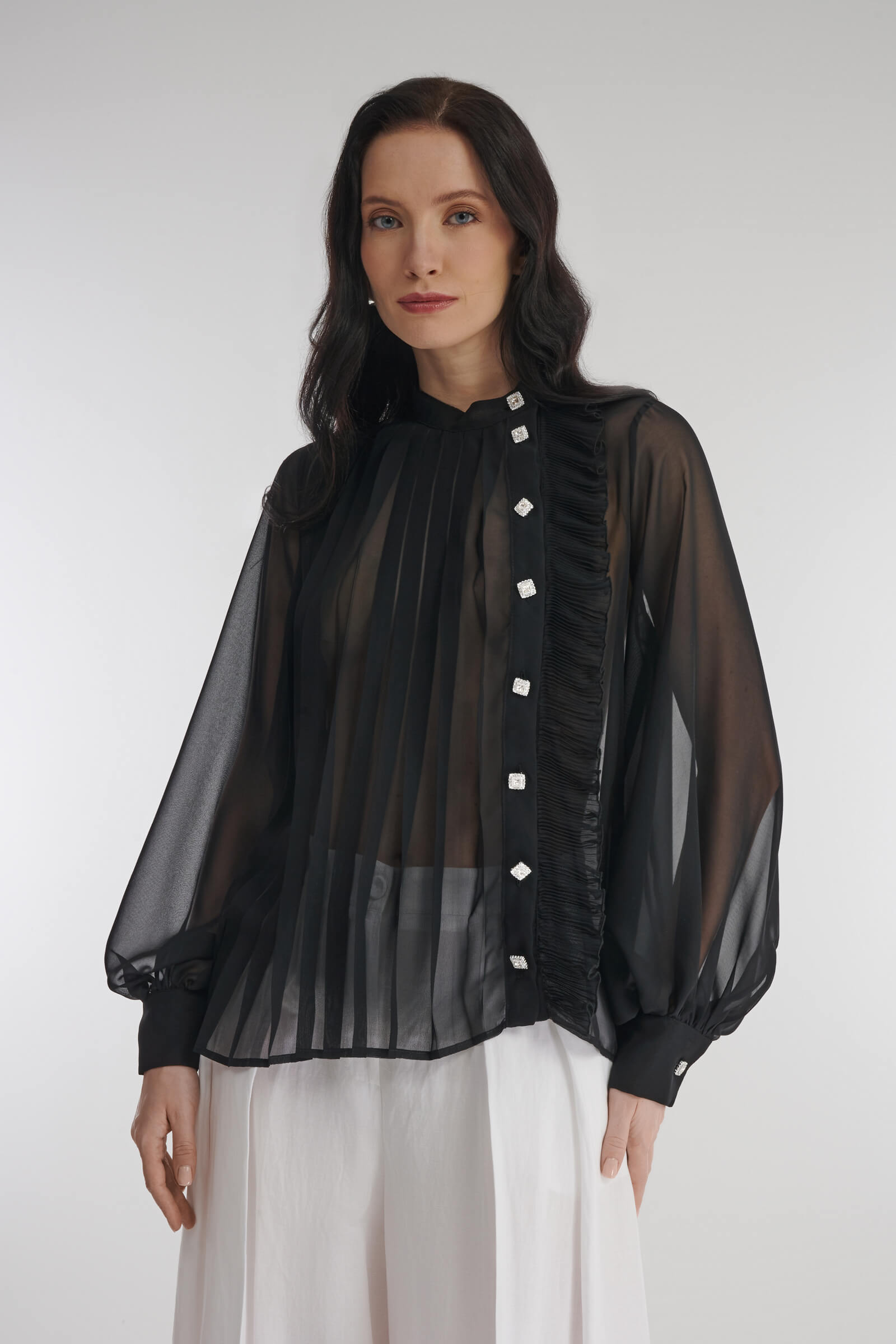 Полупрозрачная блузка с декоративными складками Бренд Milva Mi