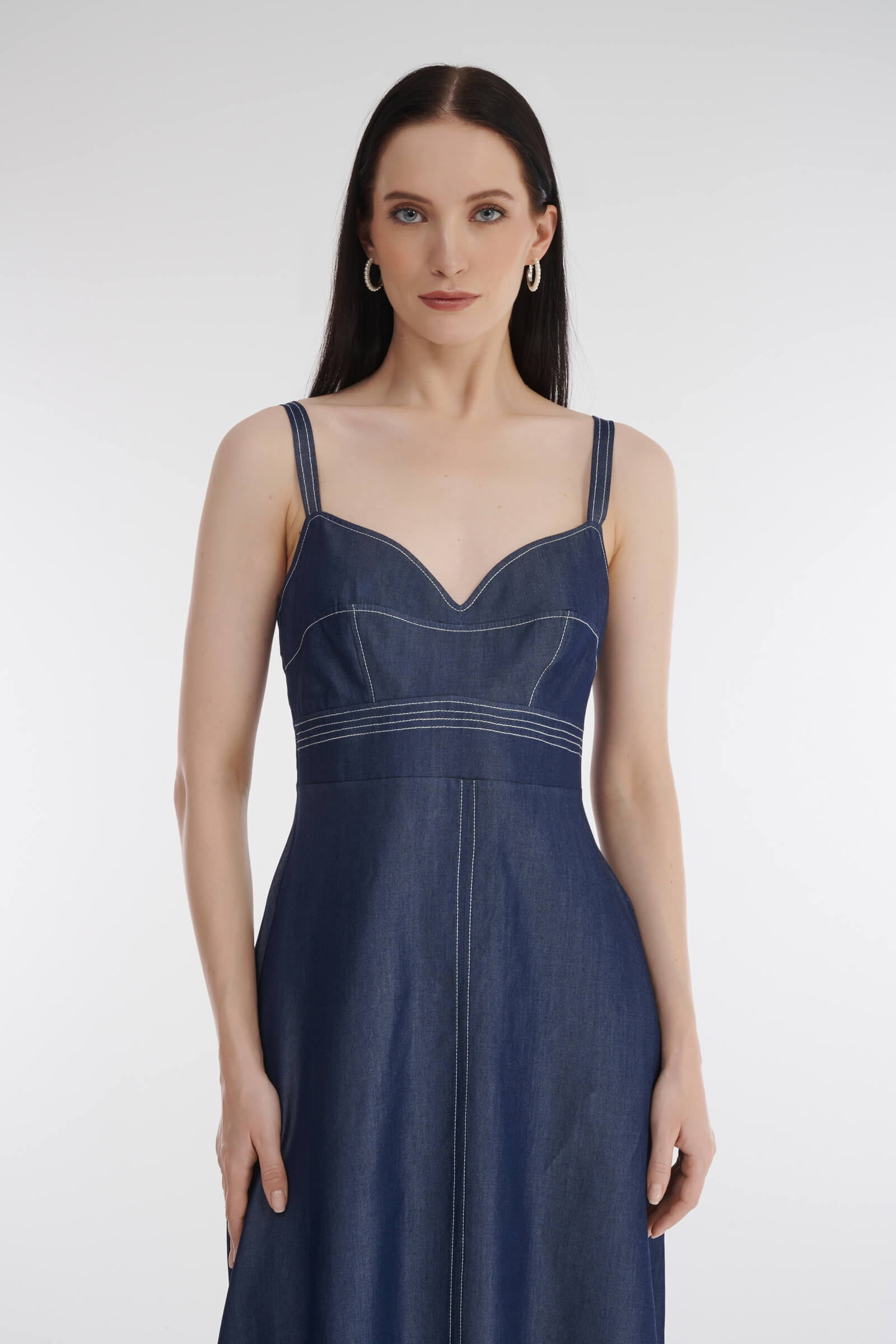 Джинсовый сарафан с кружевной отделкой Бренд Milva Mi