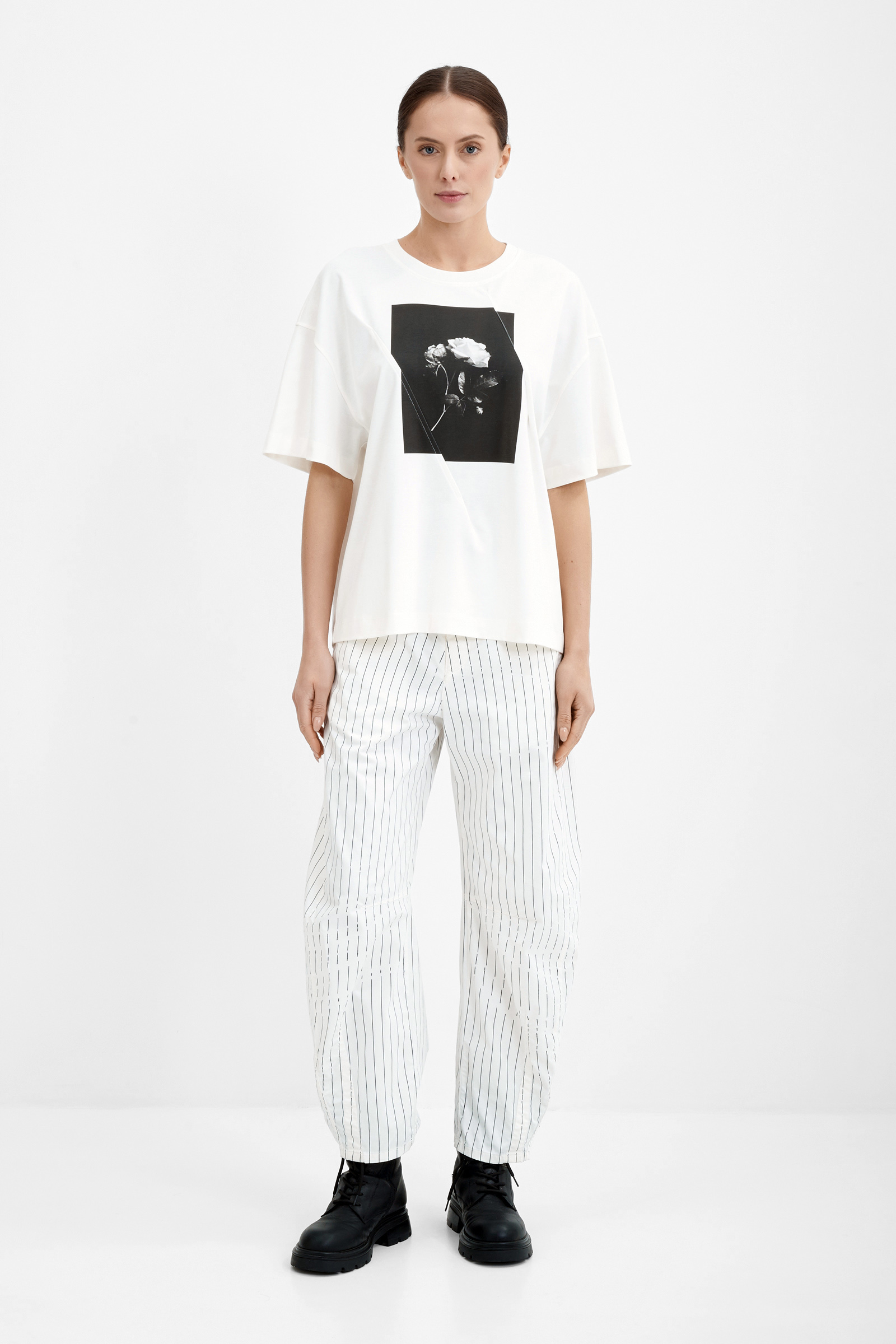 Джинсы багги в полоску Бренд High