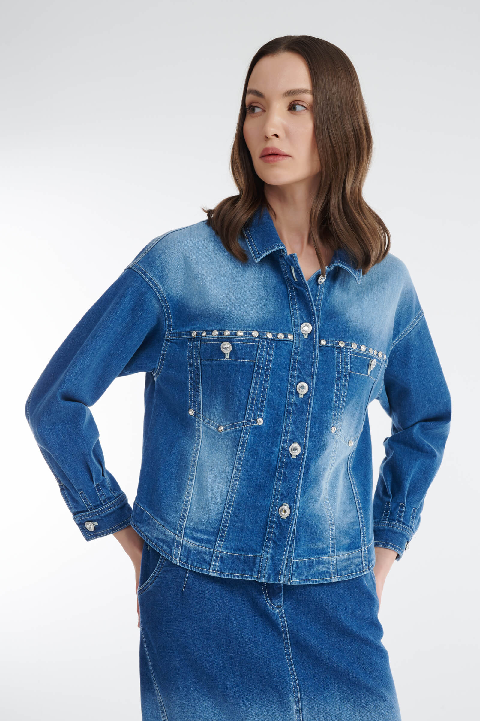 Джинсовая куртка со стразами Бренд Caterina Leman