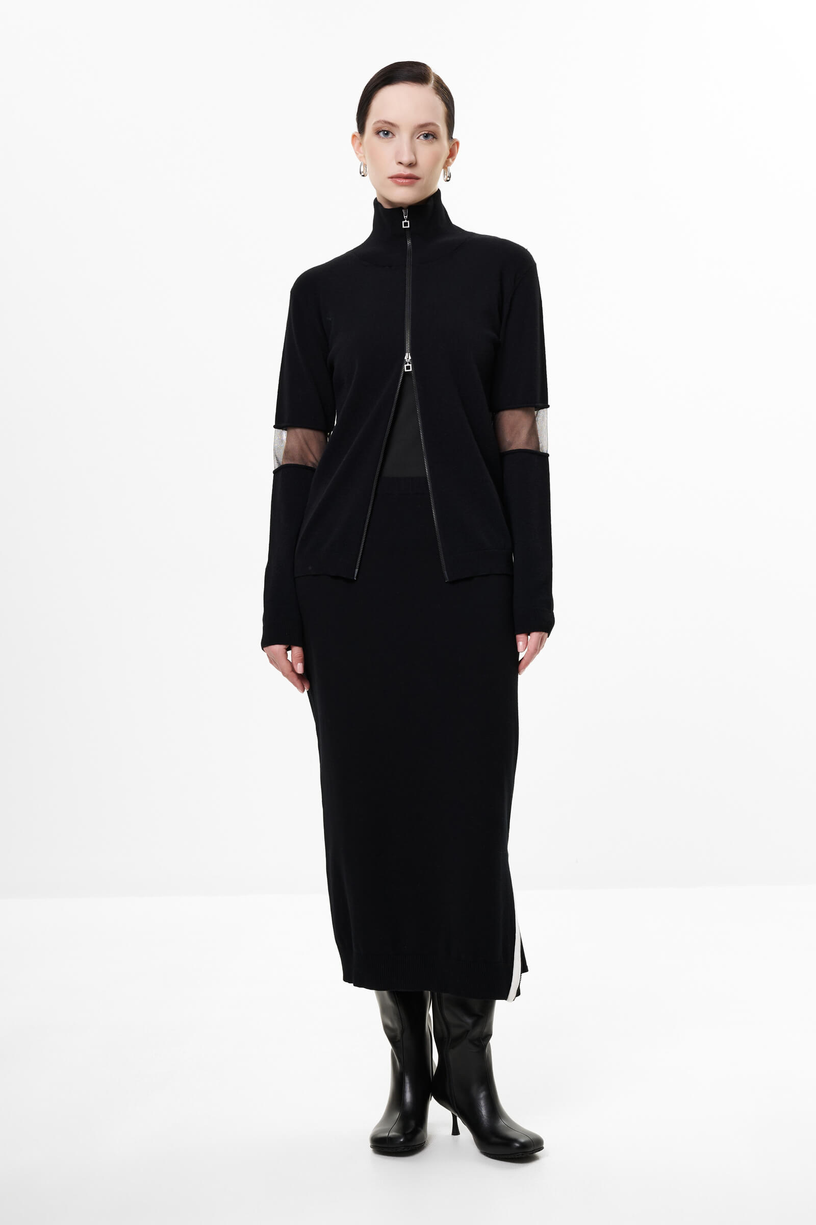 Кардиган на молнии с прозрачными вставками на рукавах Бренд Sarah Pacini