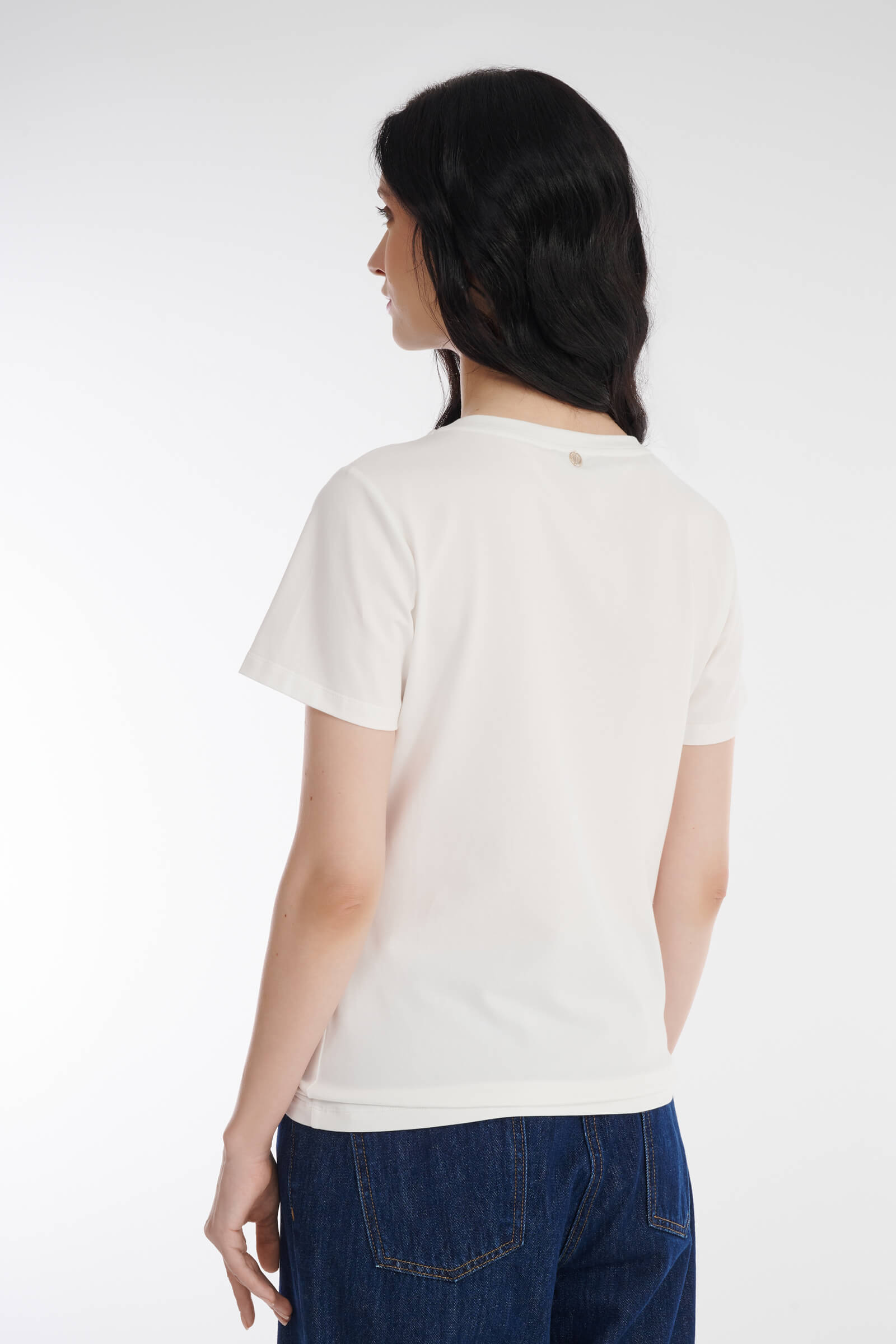 Хлопковая футболка со стразами Бренд Diana Gallesi