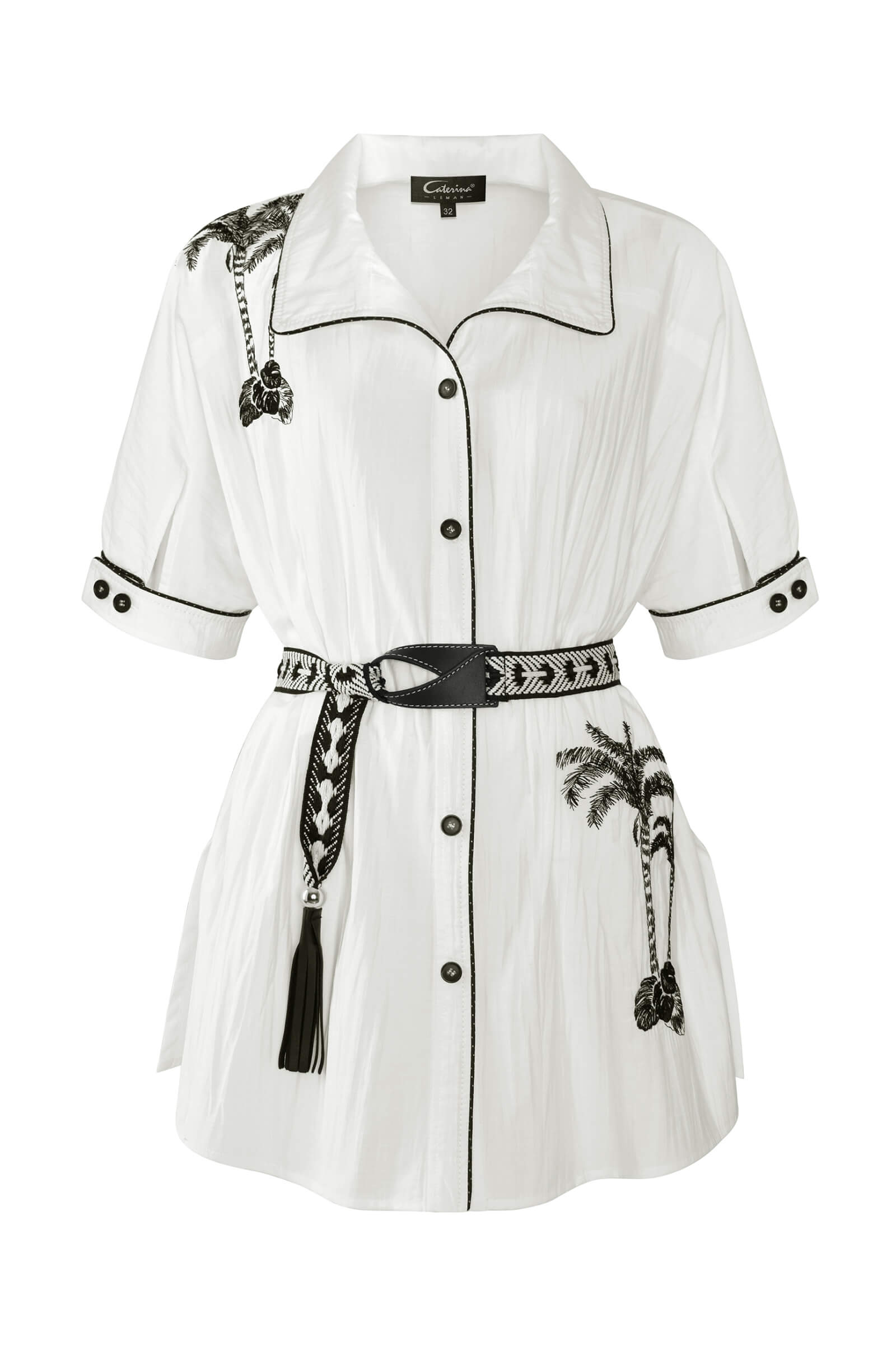 Удлиненная блузка с контрастной окантовкой и рисунком Бренд Caterina Leman