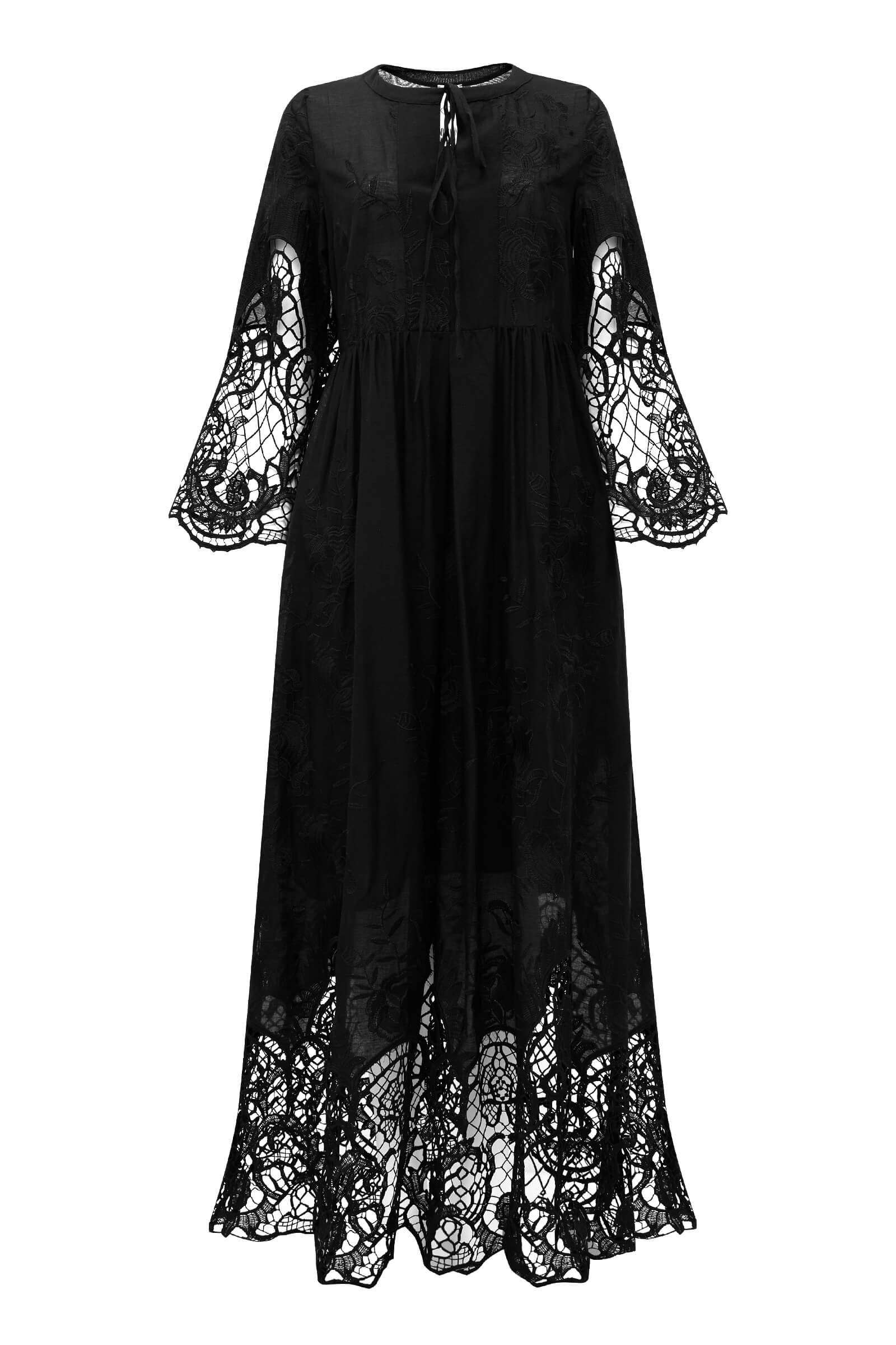 Длинное хлопковое платье с кружевной отделкой Бренд Milva Mi