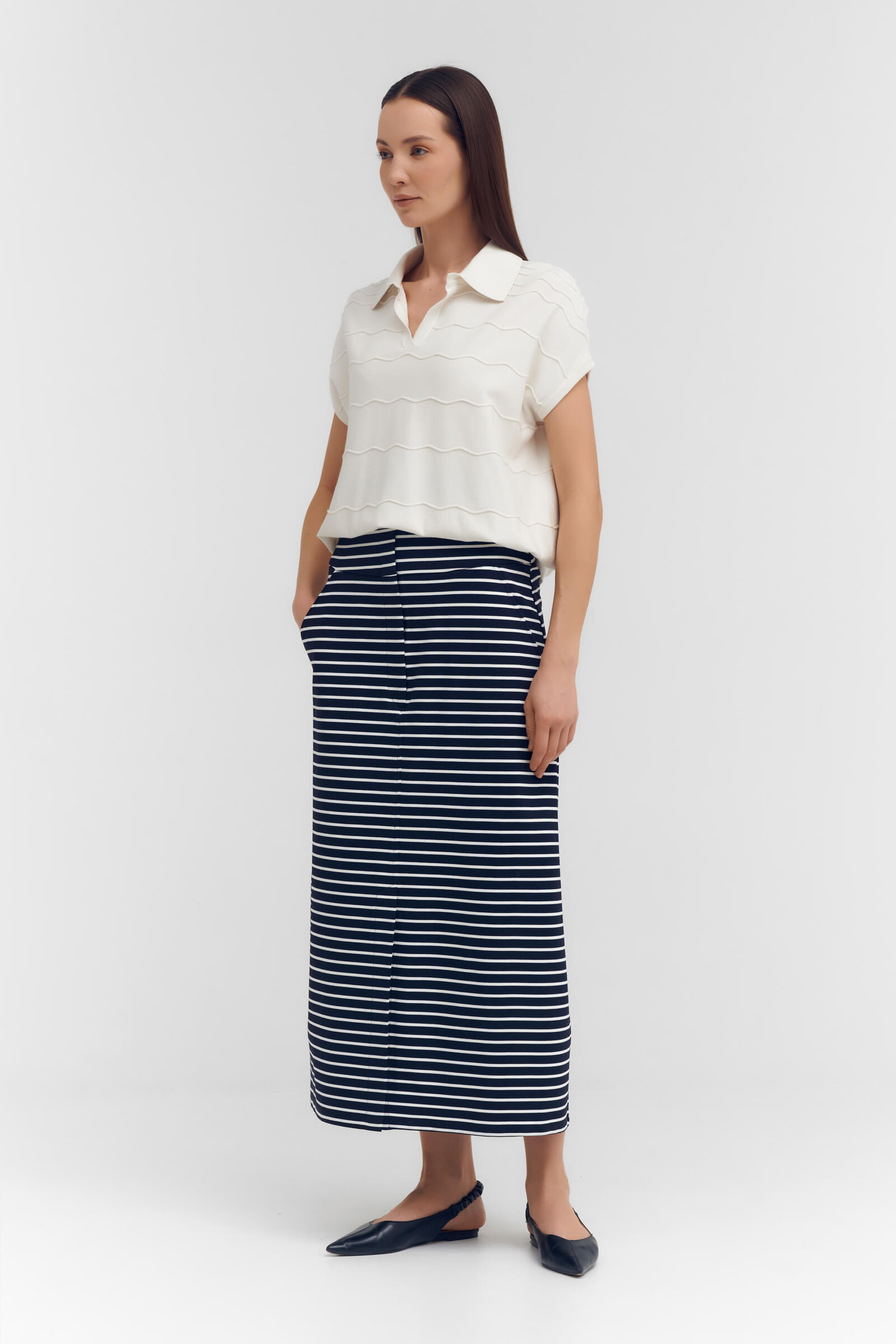 Джемпер с коротким рукавом и фактурным узором Бренд Sarah Pacini