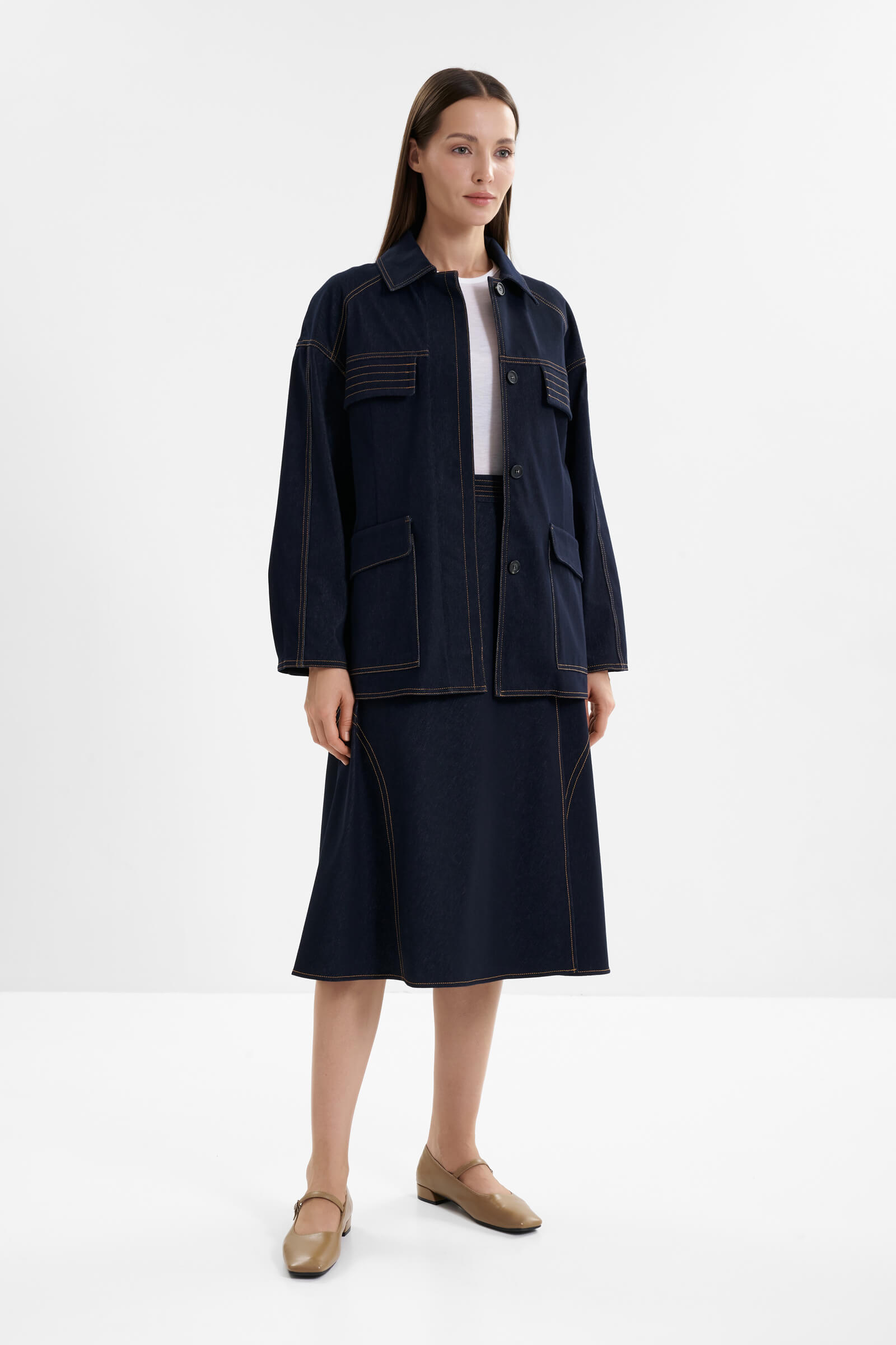 Джинсовая куртка с поясом Бренд MM