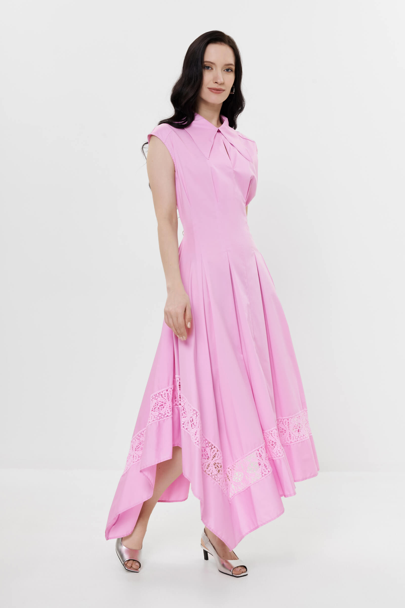 Хлопковое платье с асимметричным подолом Бренд Milva Mi