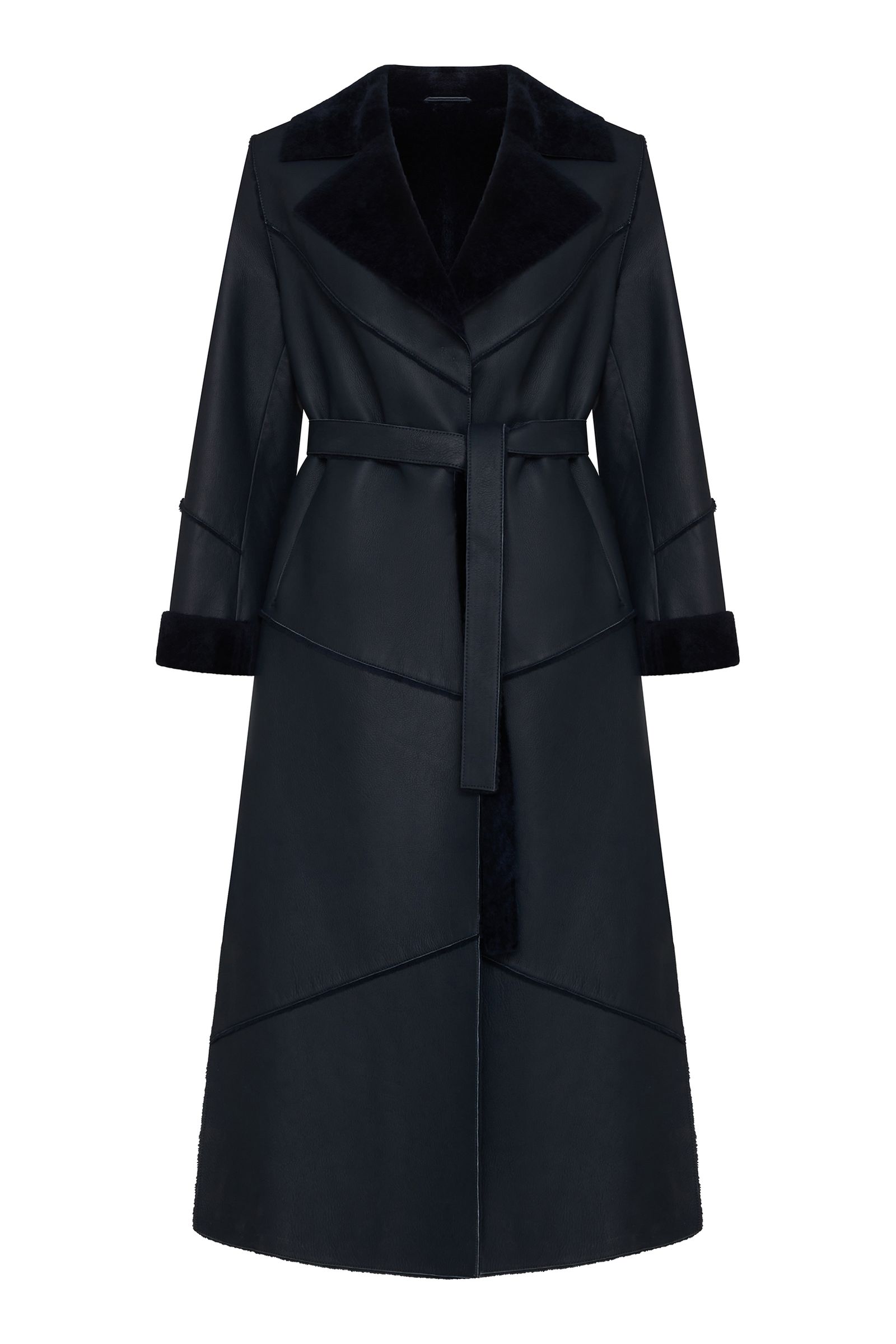 Длинная дубленка с английским воротником Бренд Caterina Leman