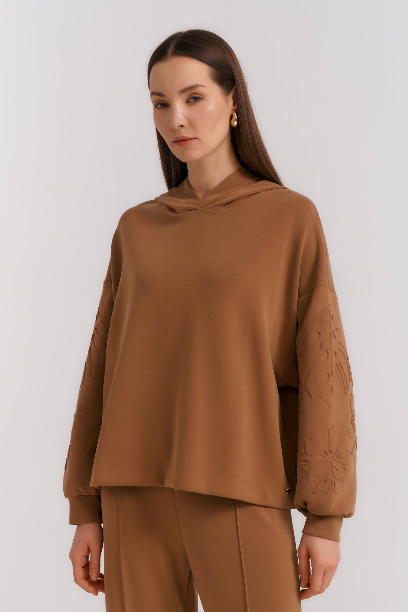 Толстовка с капюшоном и фактурным рисунком Бренд Diana Gallesi