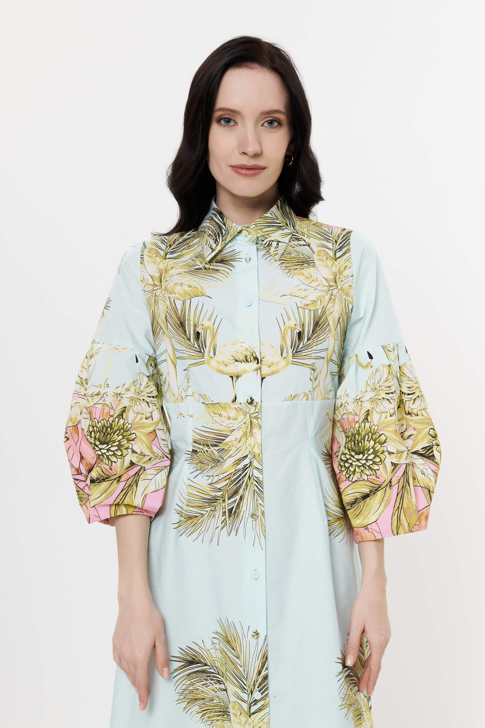 Хлопковое платье-рубашка с завышенной талией Бренд Milva Mi