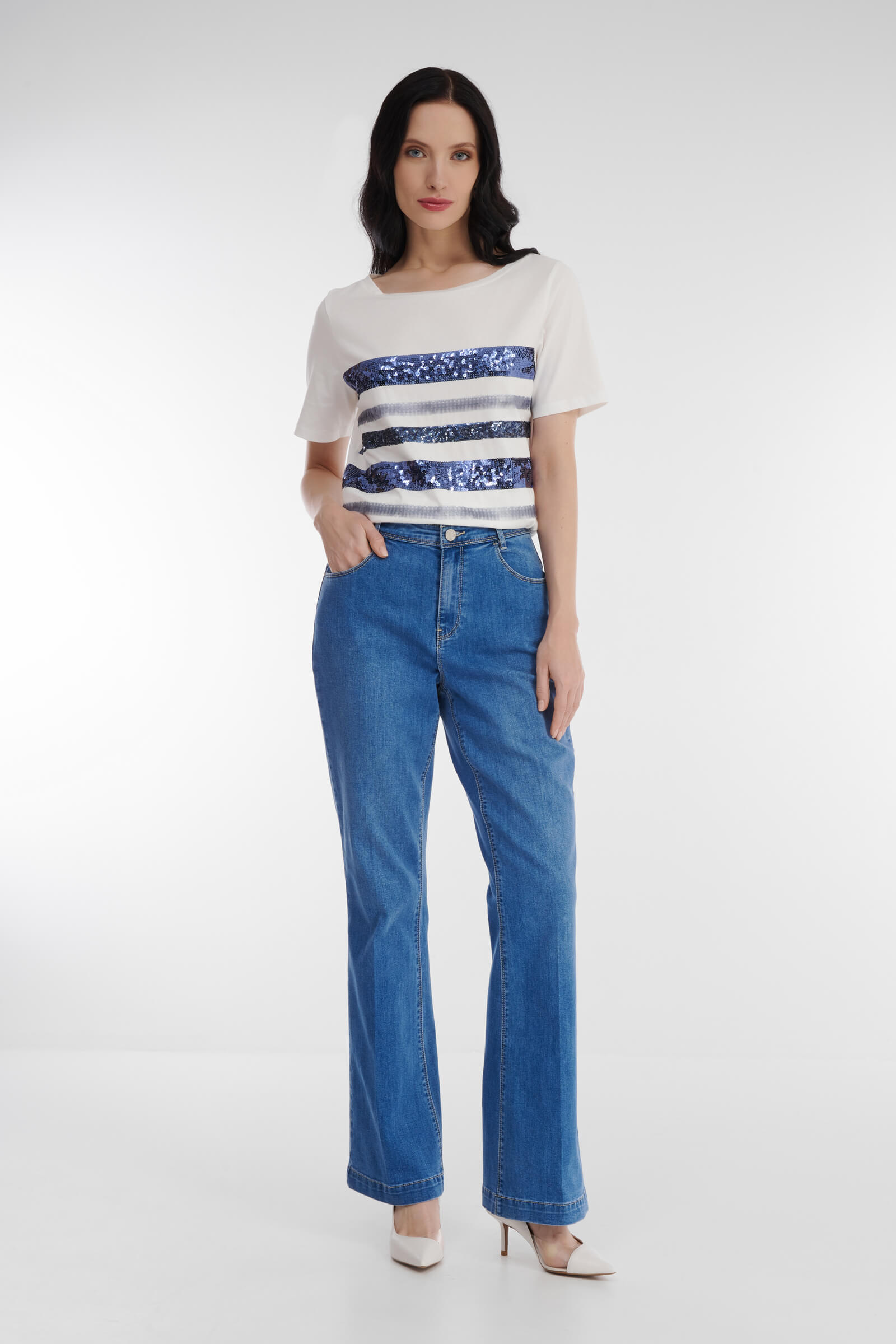 Расклешенные джинсы со стрелками Бренд Diana Gallesi