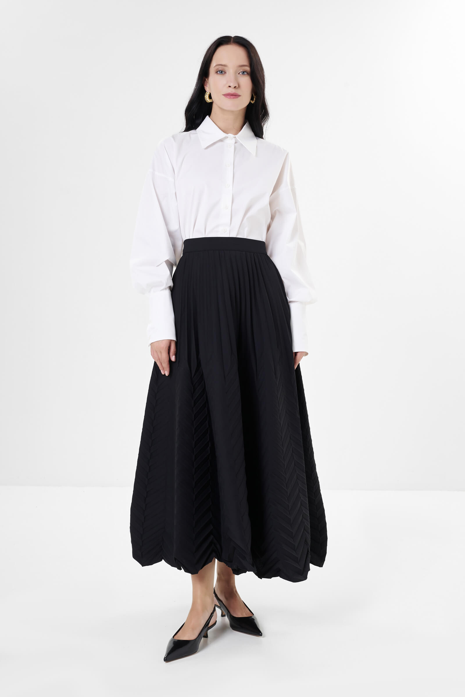 Плиссированная юбка из хлопка и вискозы Бренд Milva Mi