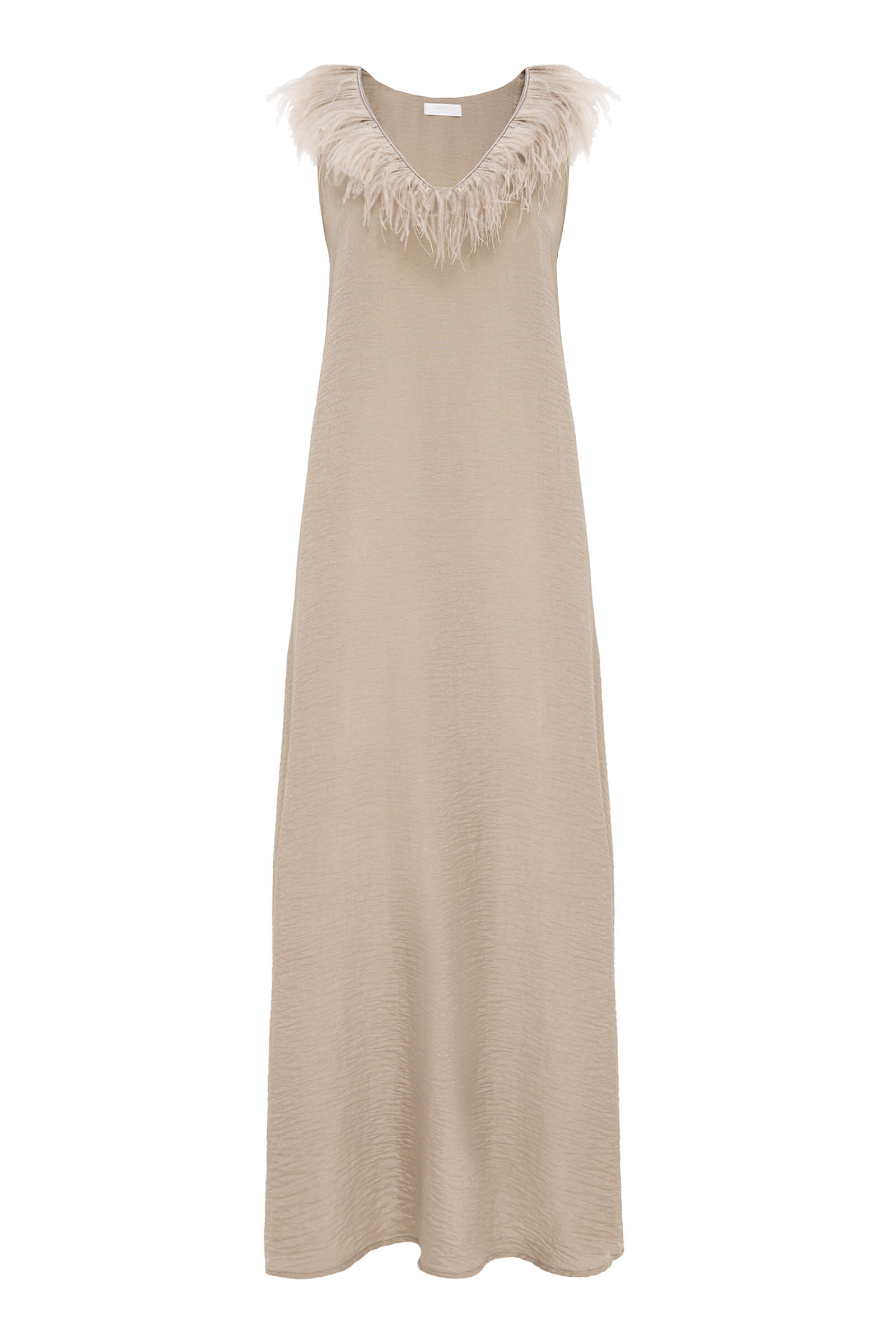 Платье макси с перьями Бренд Rocco Ragni