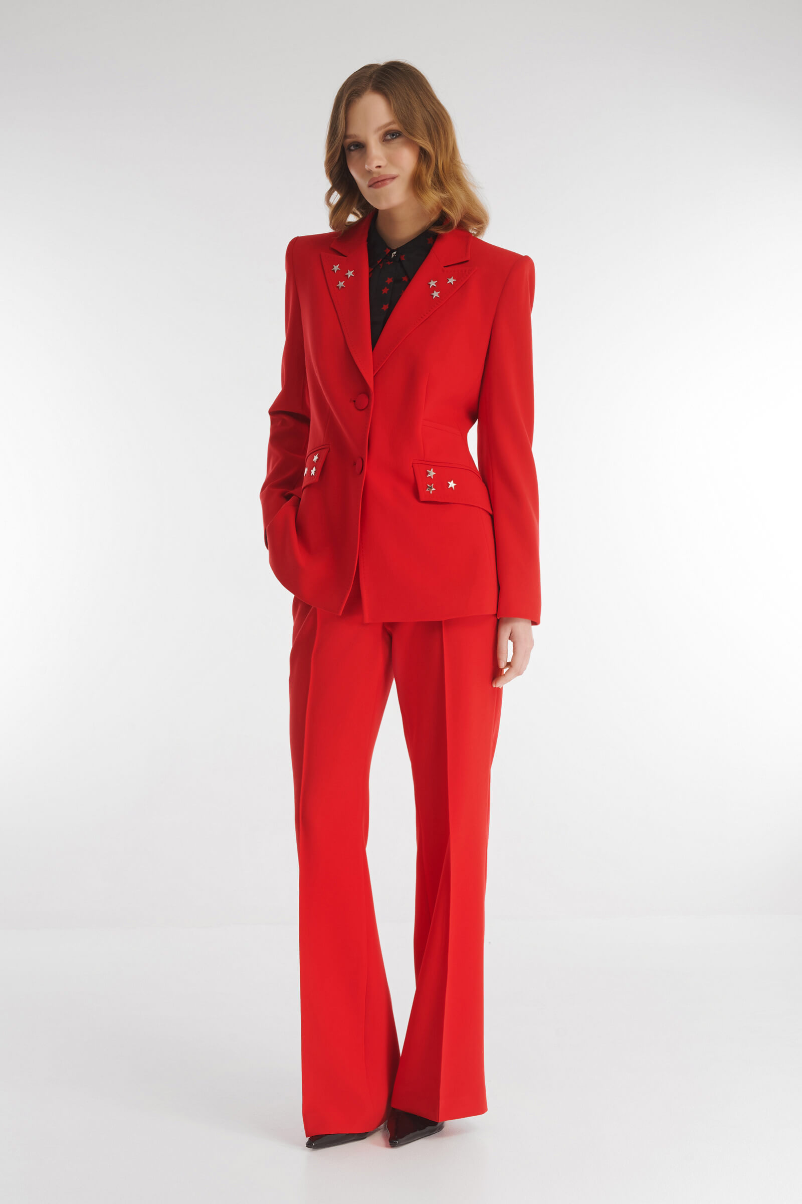 Пиджак из смесовой вискозы с декоративными заклепками Бренд Caterina Leman