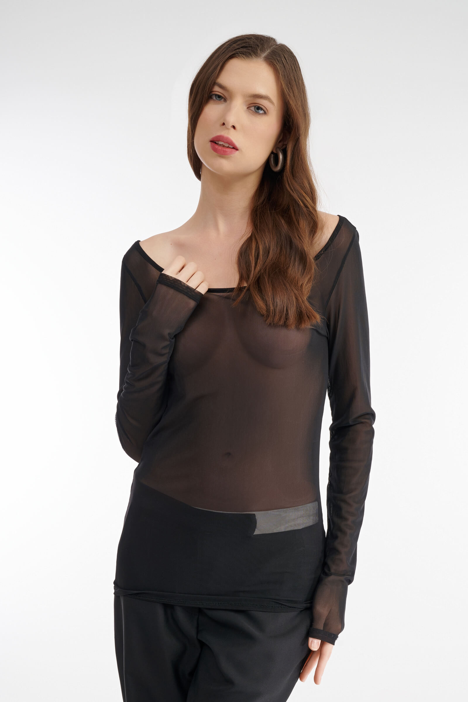 Прозрачный лонгслив Бренд Sarah Pacini