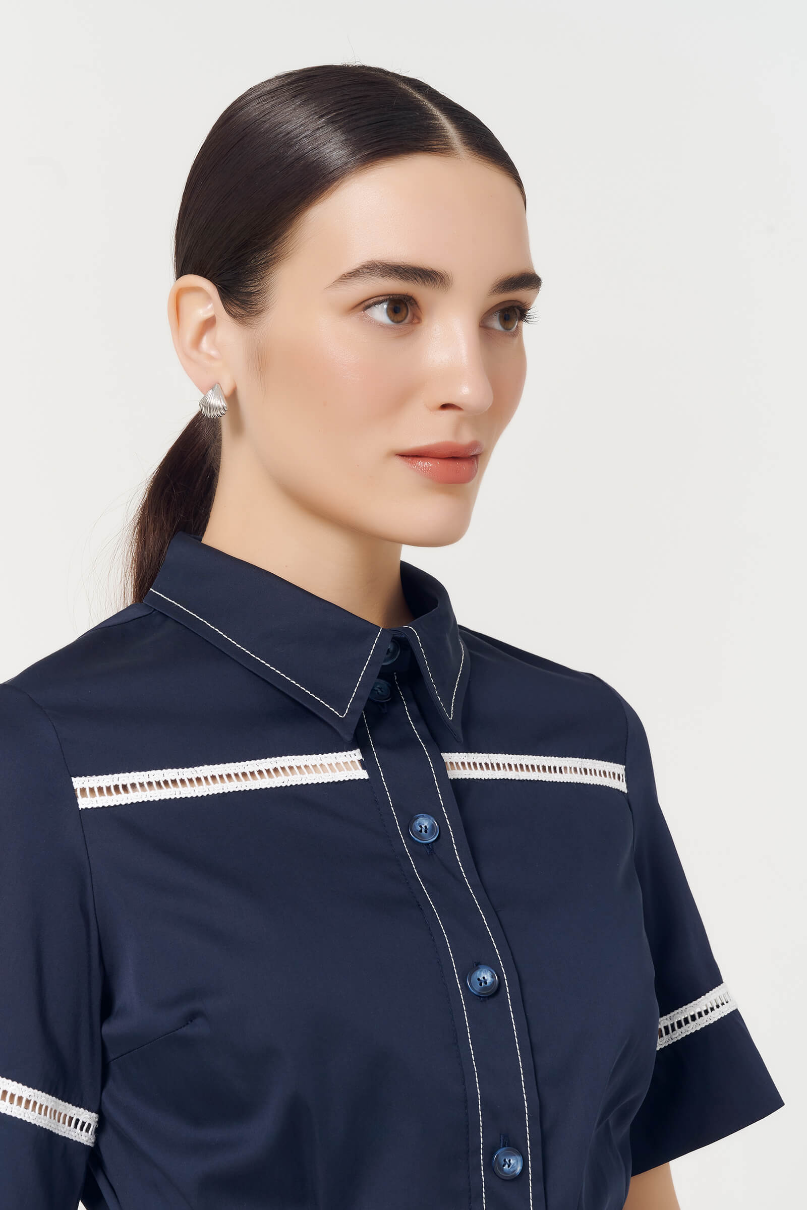 Рубашка в морском стиле с поясом Бренд Caterina Leman