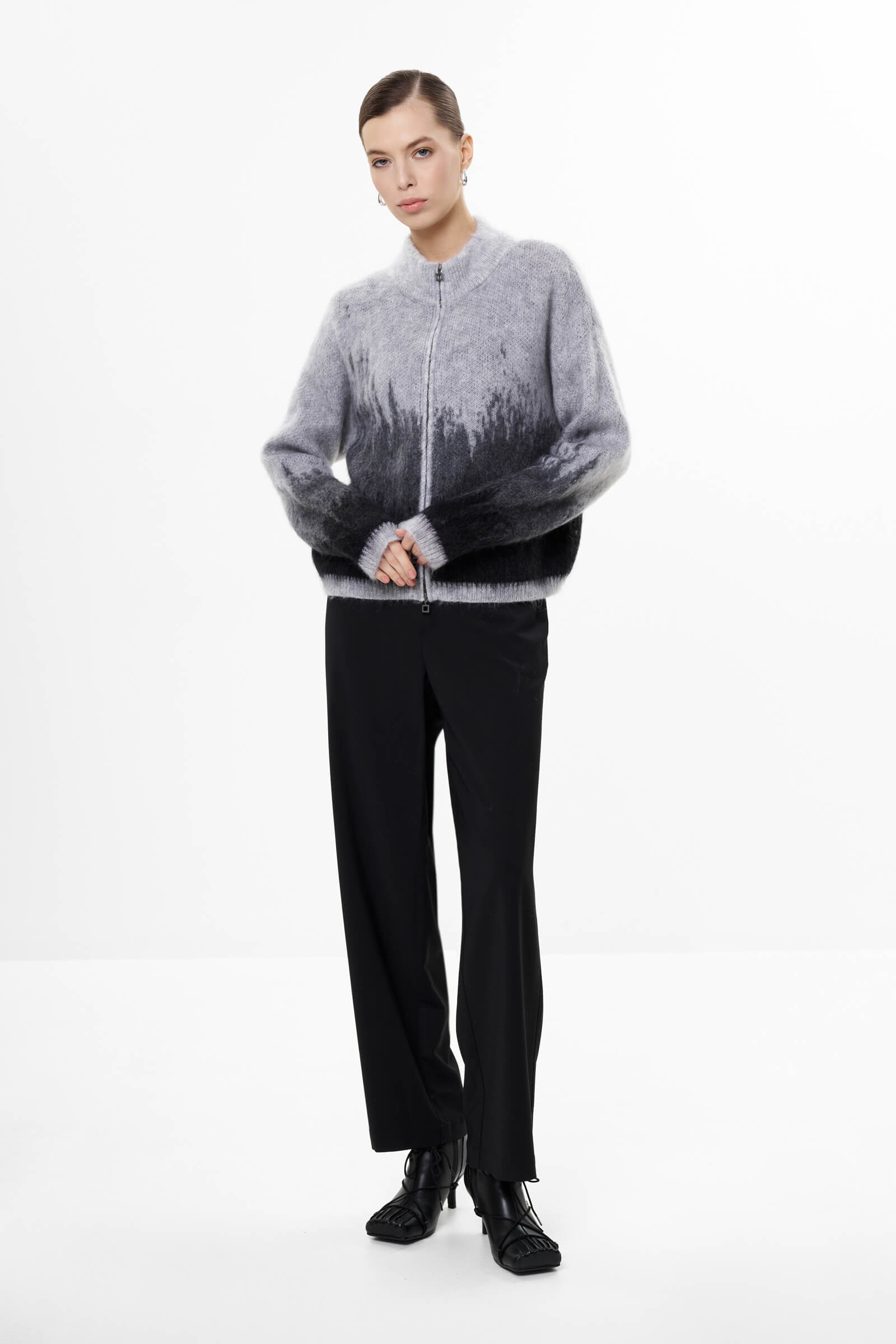 Кардиган на молнии из мохера и шерсти Бренд Sarah Pacini