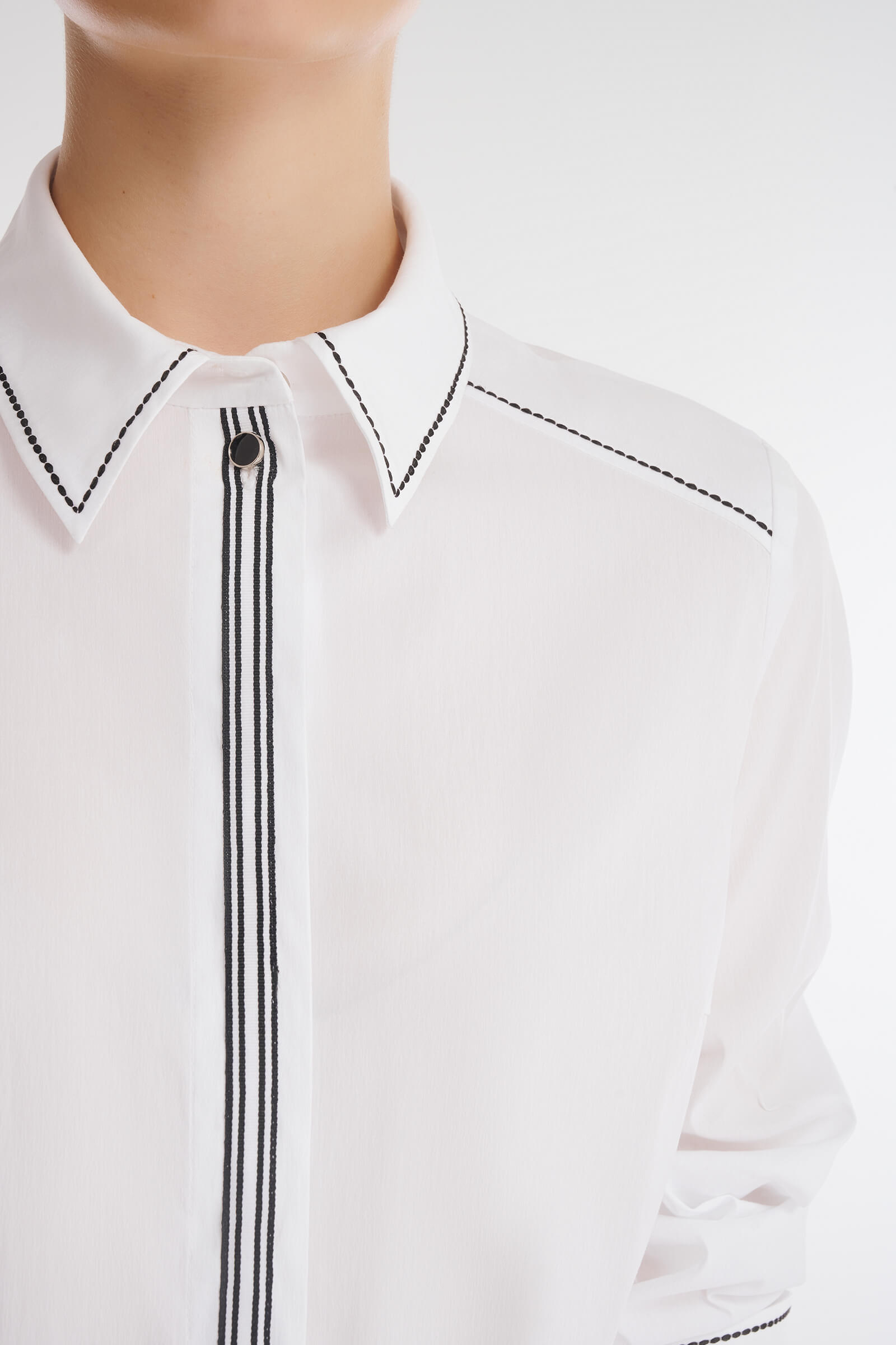 Хлопковая рубашка с контрастной строчкой Бренд Caterina Leman