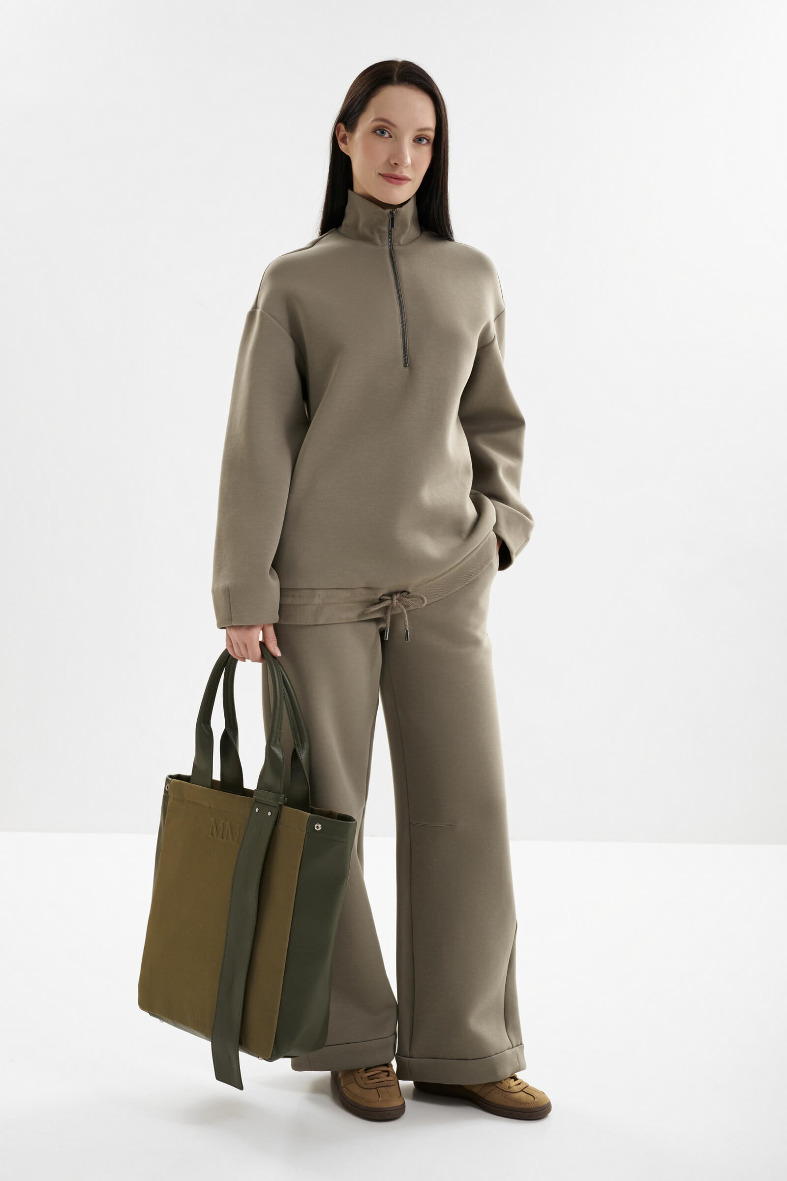 Сумка-шоппер из плотного хлопка с кожаными вставками Бренд MM