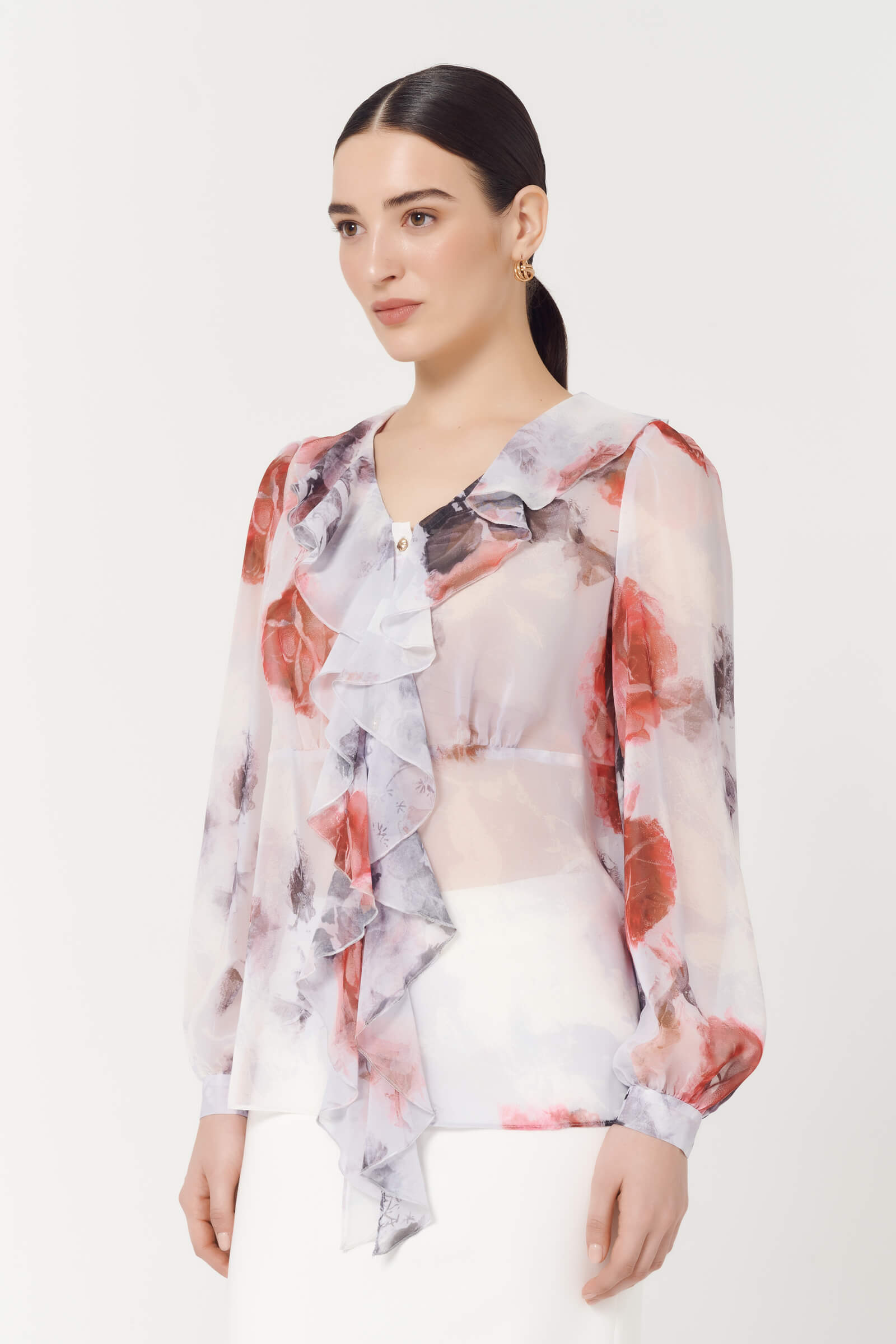 Блузка с воланами и цветочным принтом Бренд Caterina Leman