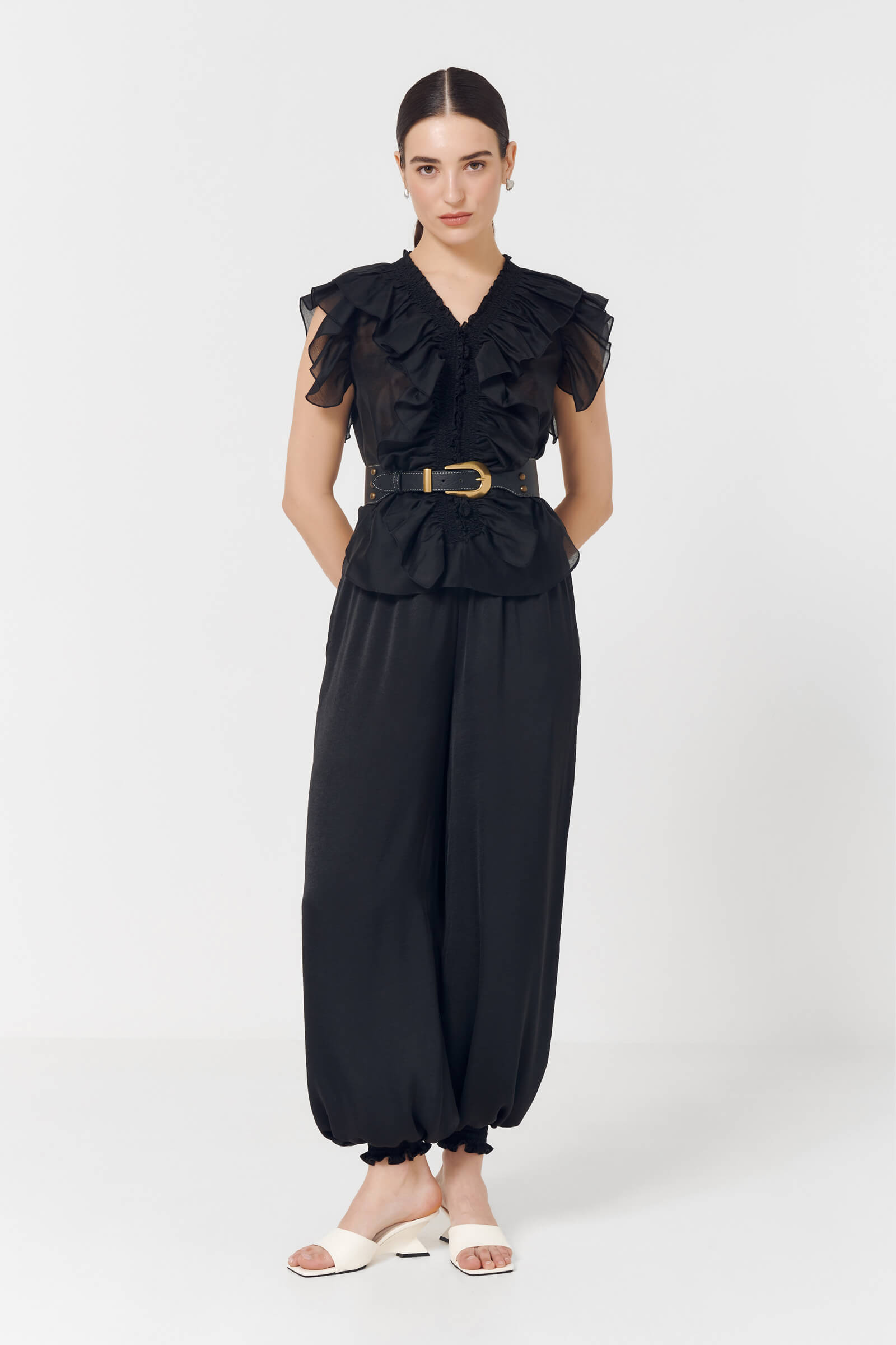 Топ с воланами и ремнем Бренд Caterina Leman