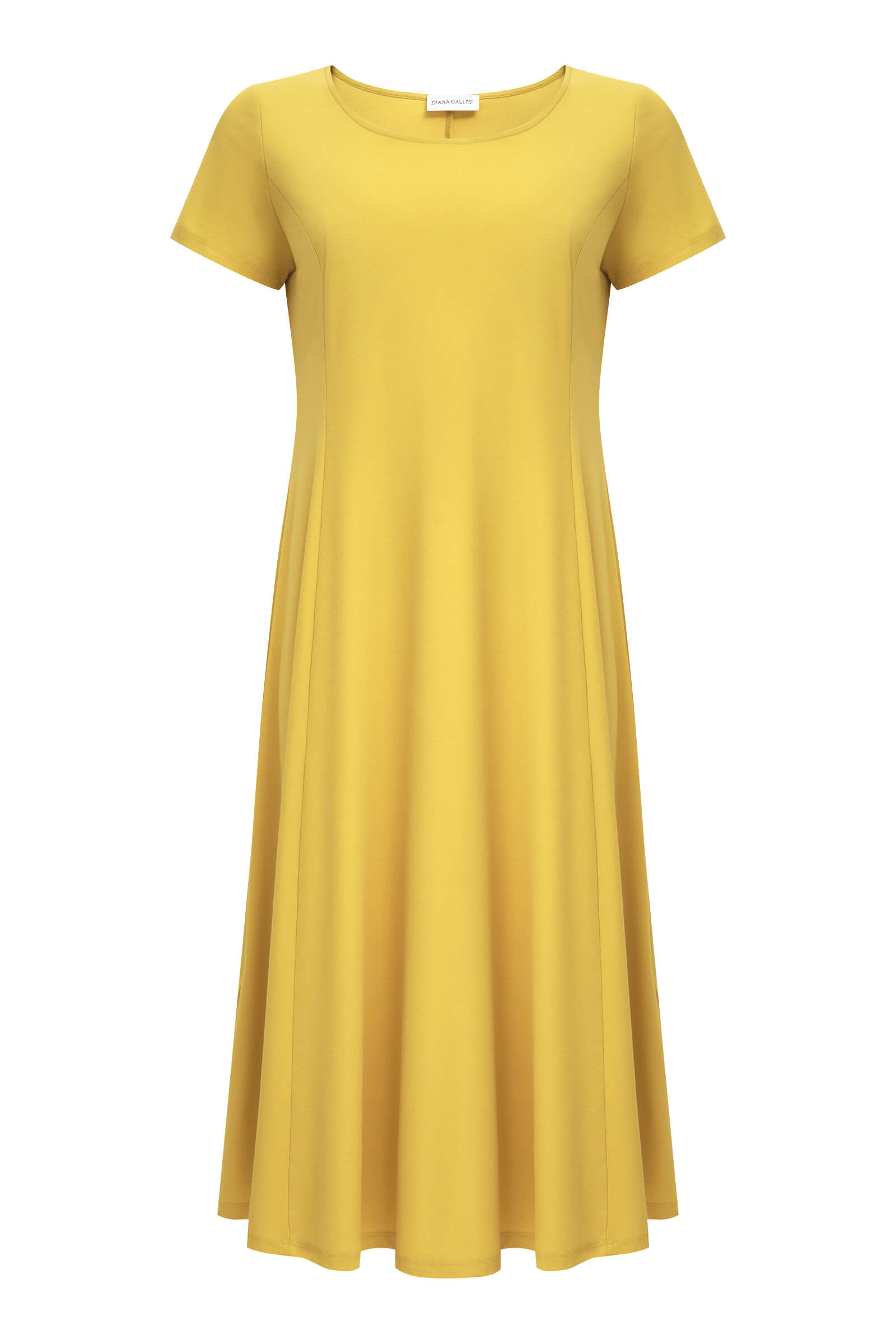 Расклешенное трикотажное платье с коротким рукавом Бренд Diana Gallesi