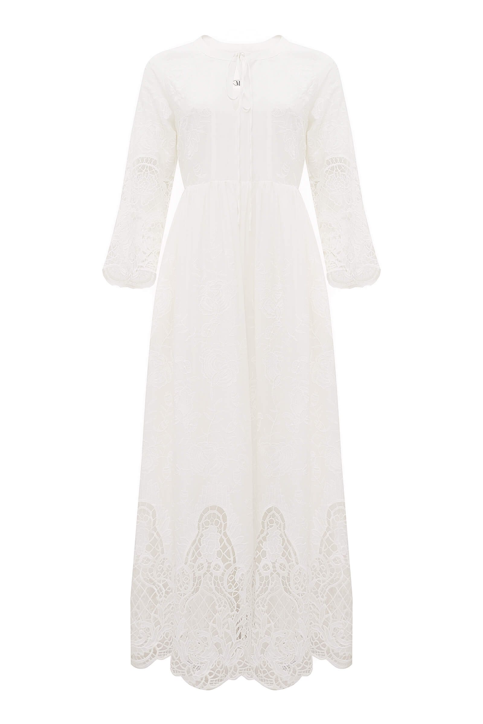 Длинное хлопковое платье с кружевной отделкой Бренд Milva Mi