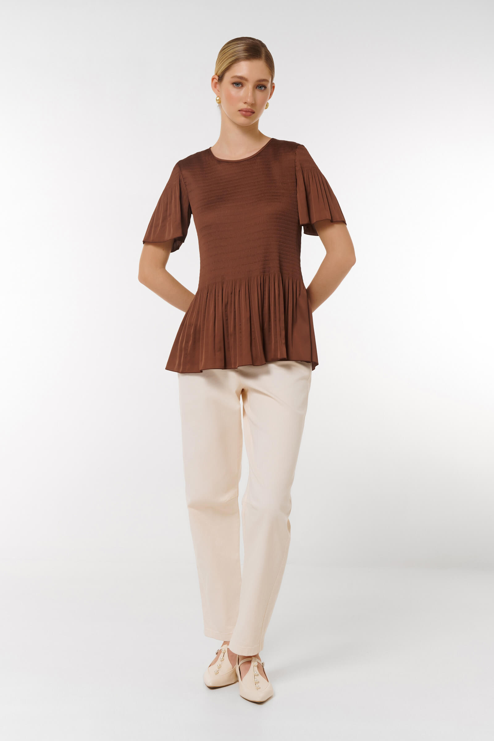 Блузка приталенного кроя с воланами Бренд Caterina Leman