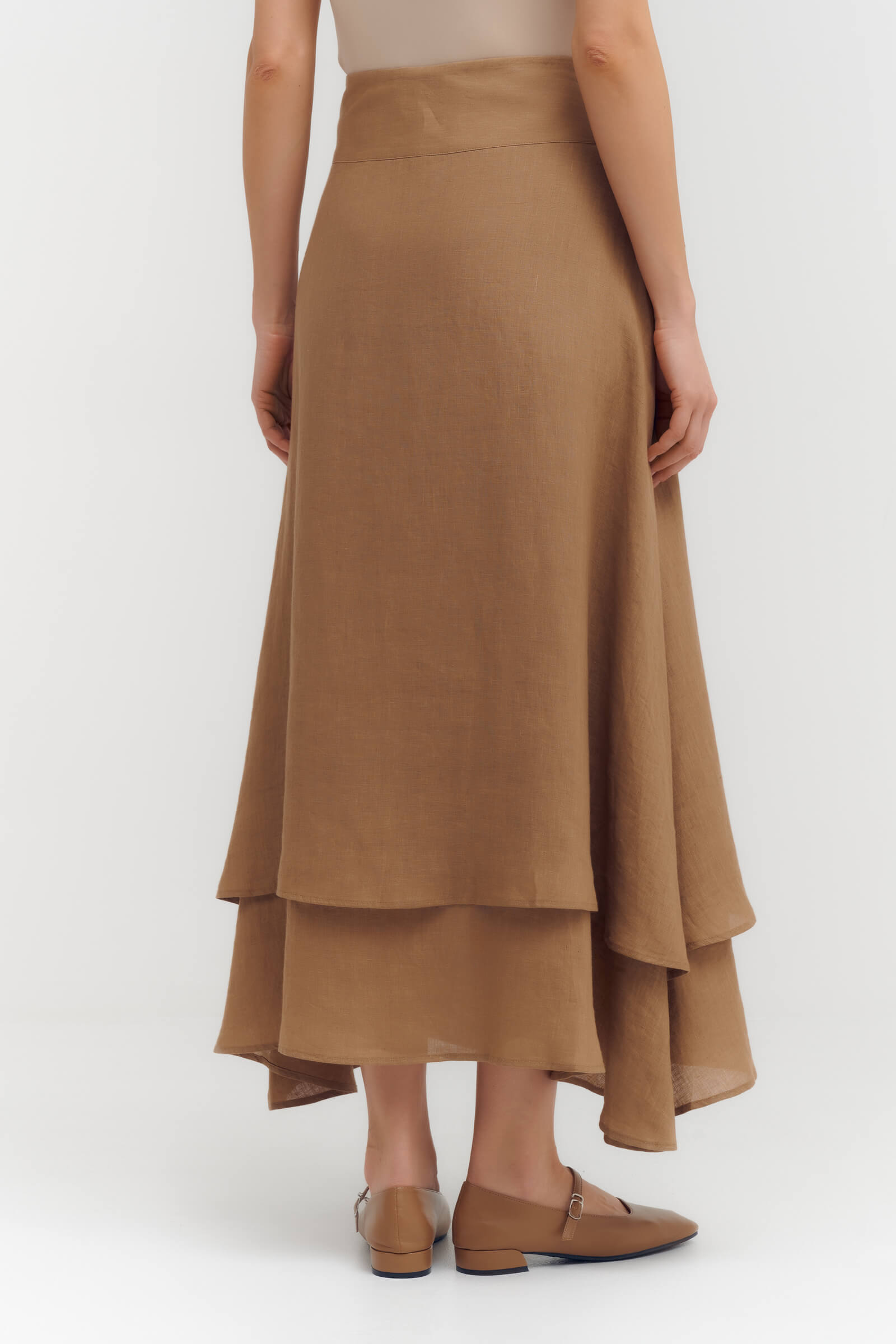 Ассиметричная юбка из льна Бренд Sarah Pacini