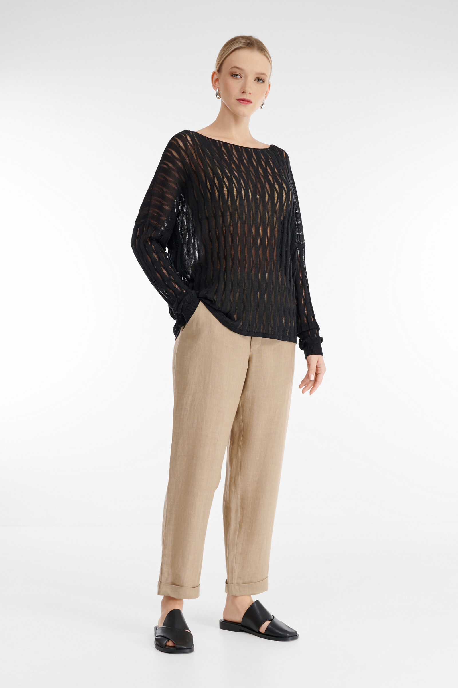 Льняные брюки на резинке Бренд Sarah Pacini