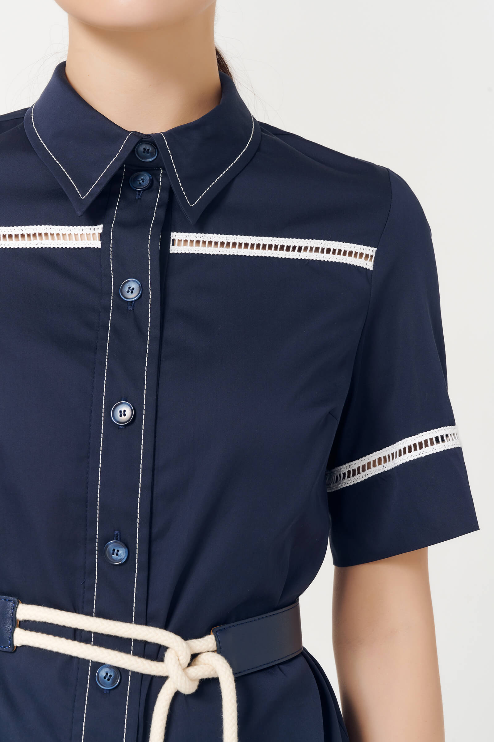 Рубашка в морском стиле с поясом Бренд Caterina Leman