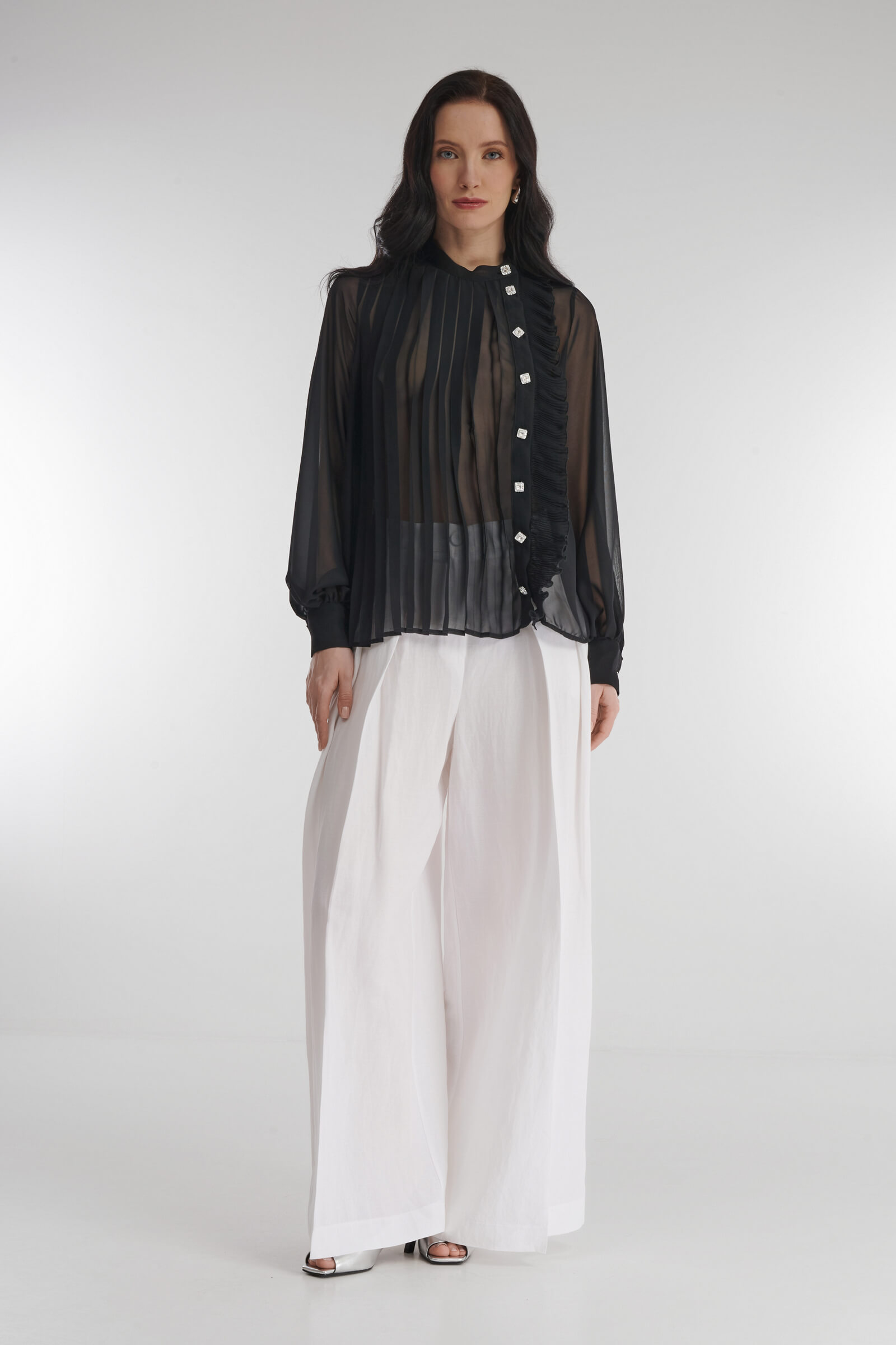 Полупрозрачная блузка с декоративными складками Бренд Milva Mi