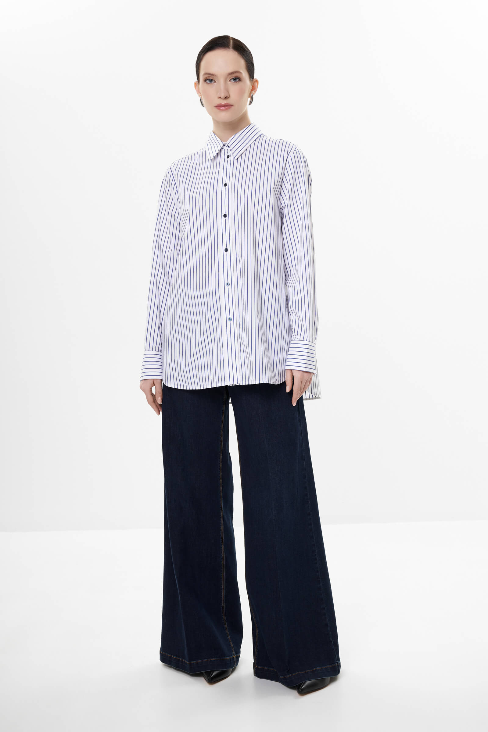 Хлопковая рубашка свободного кроя Бренд Diana Gallesi