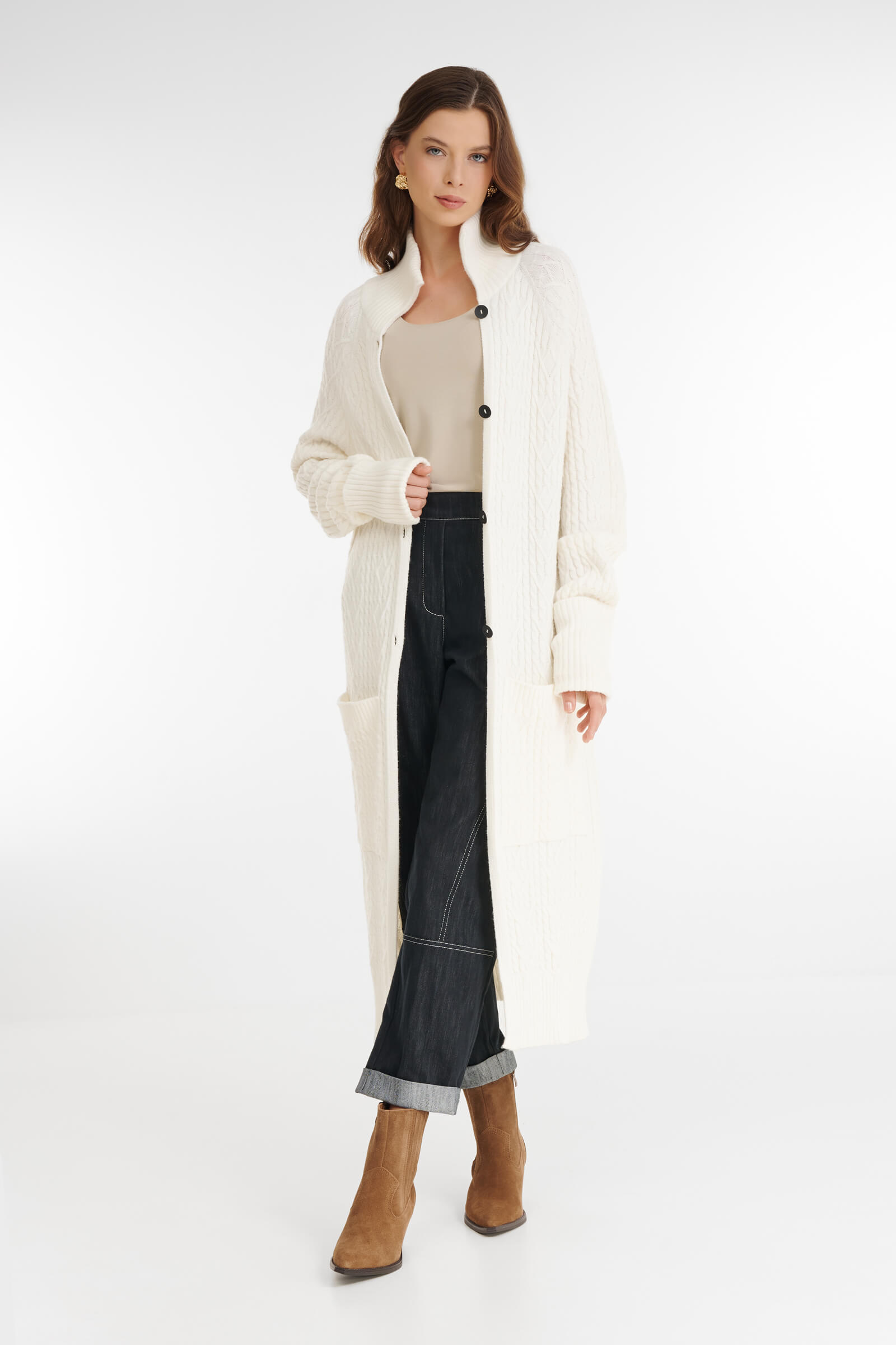 Длинный кардиган на пуговицах Бренд Sarah Pacini