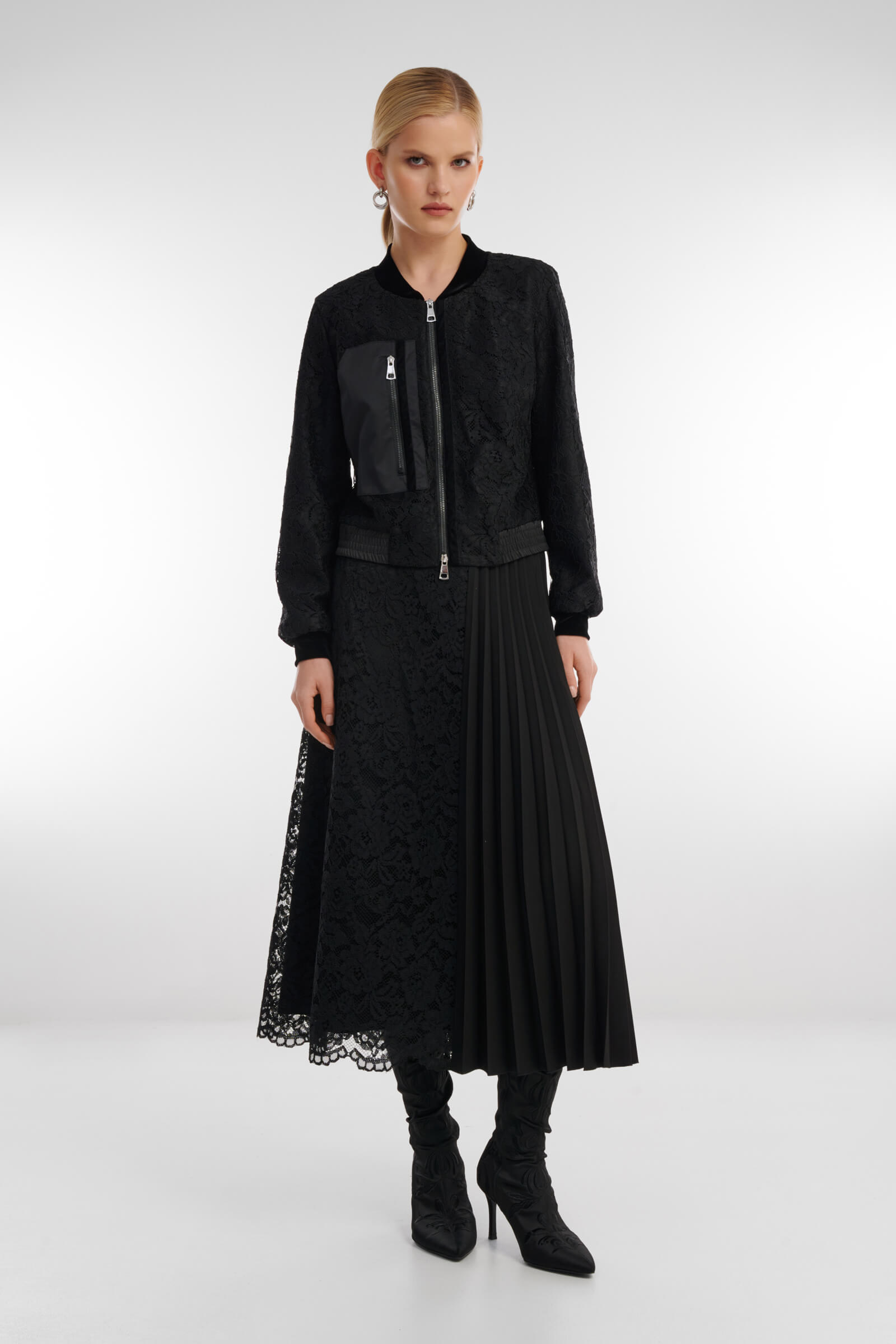 Плиссированная юбка с гипюровой вставкой Бренд Caterina Leman