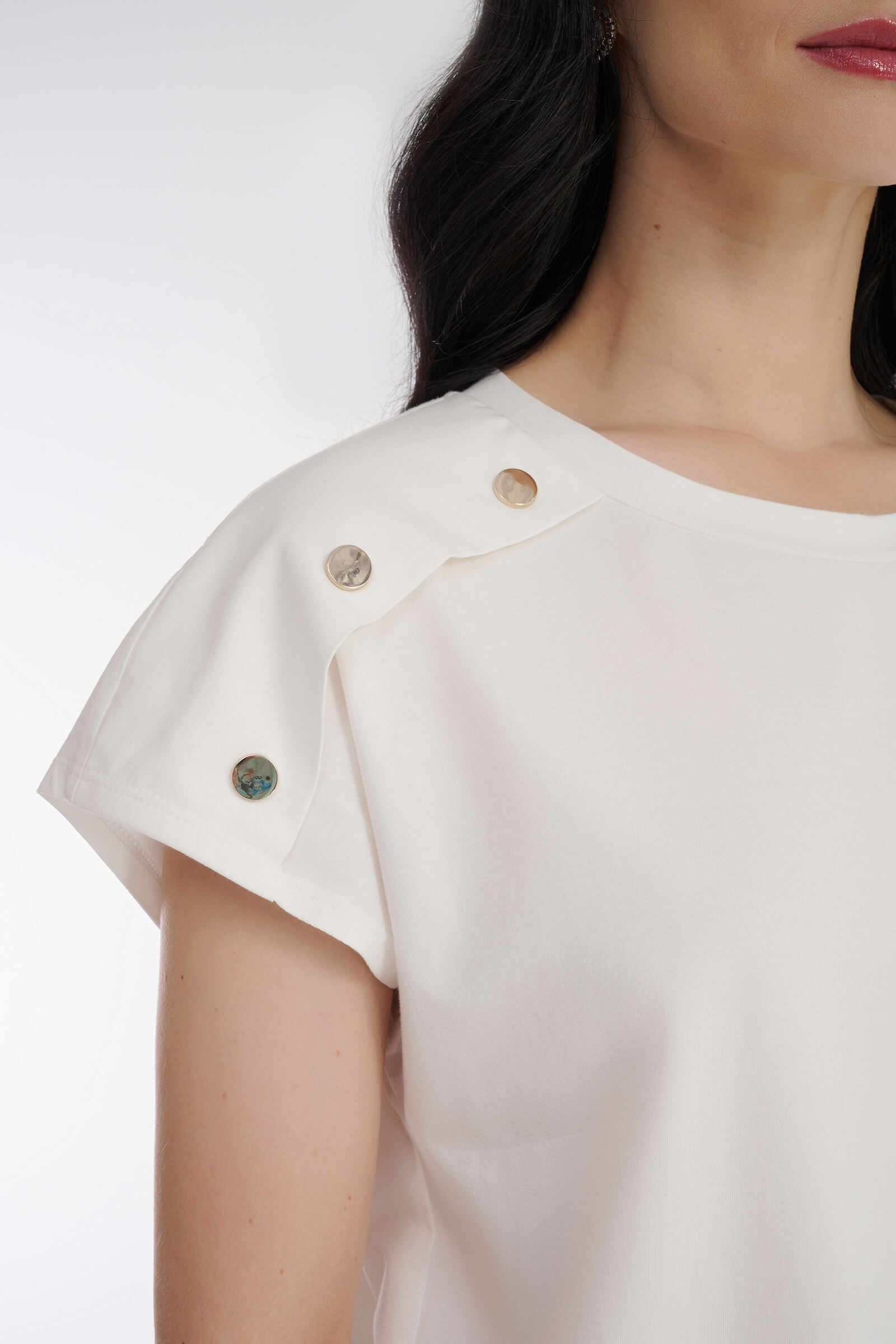 Хлопковая футболка с заклепками Бренд Diana Gallesi