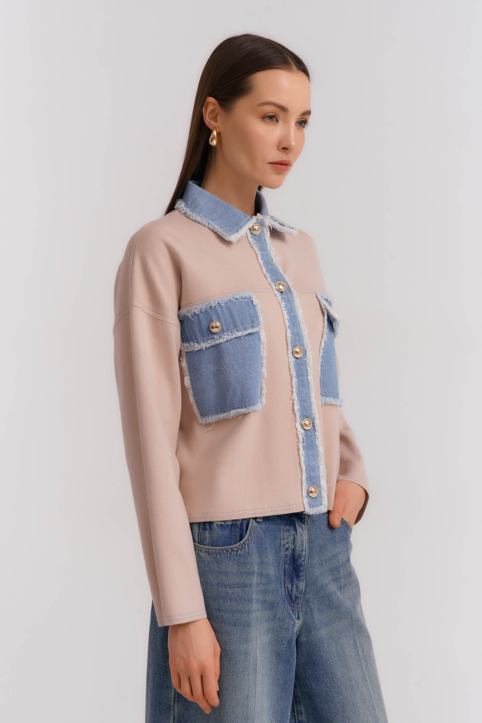 Кардиган из комбинированных материалов Бренд Diana Gallesi