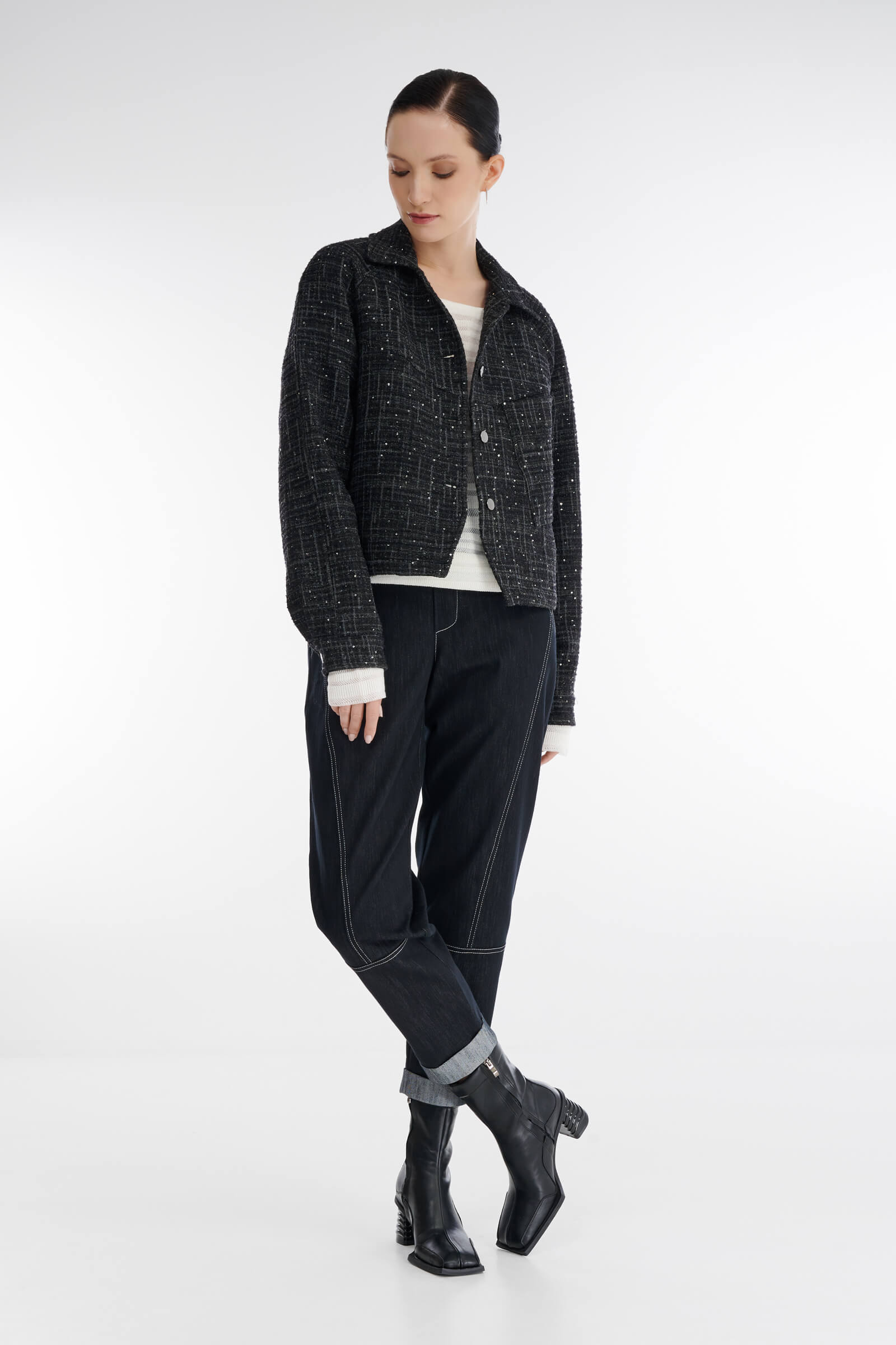 Трикотажный жакет с пайетками Бренд Sarah Pacini