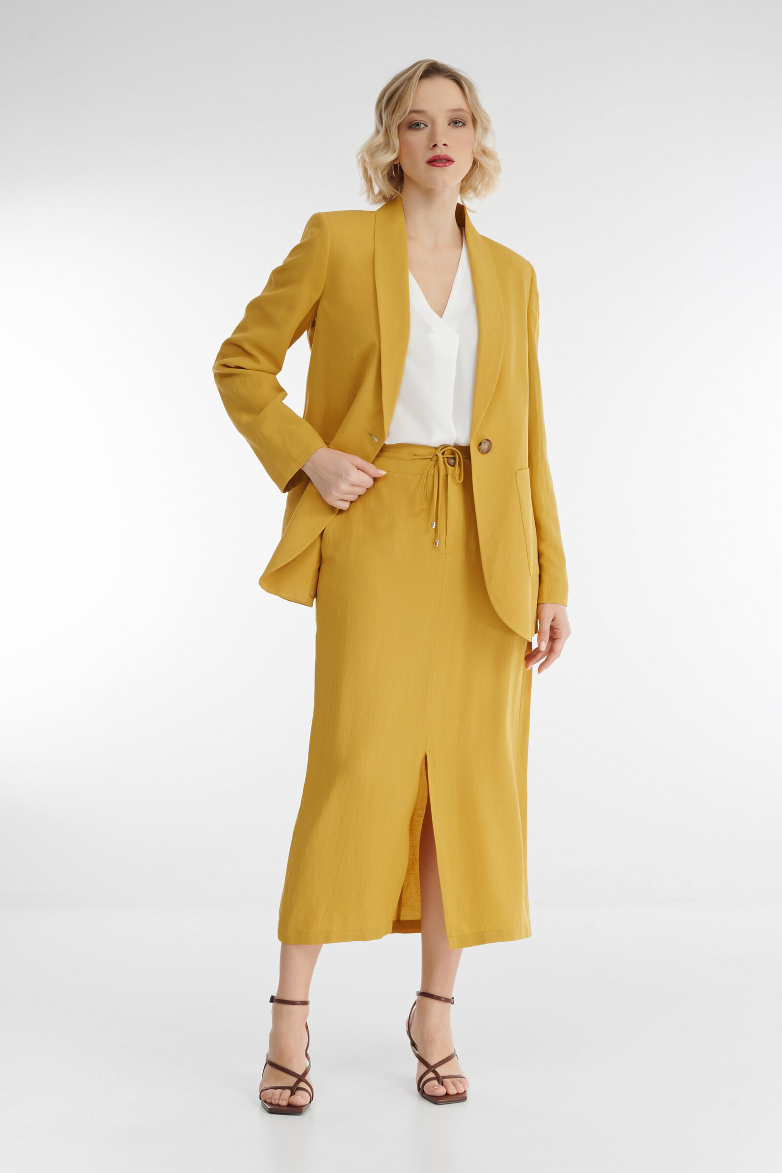 Прямая юбка на завязках с разрезом Бренд Diana Gallesi