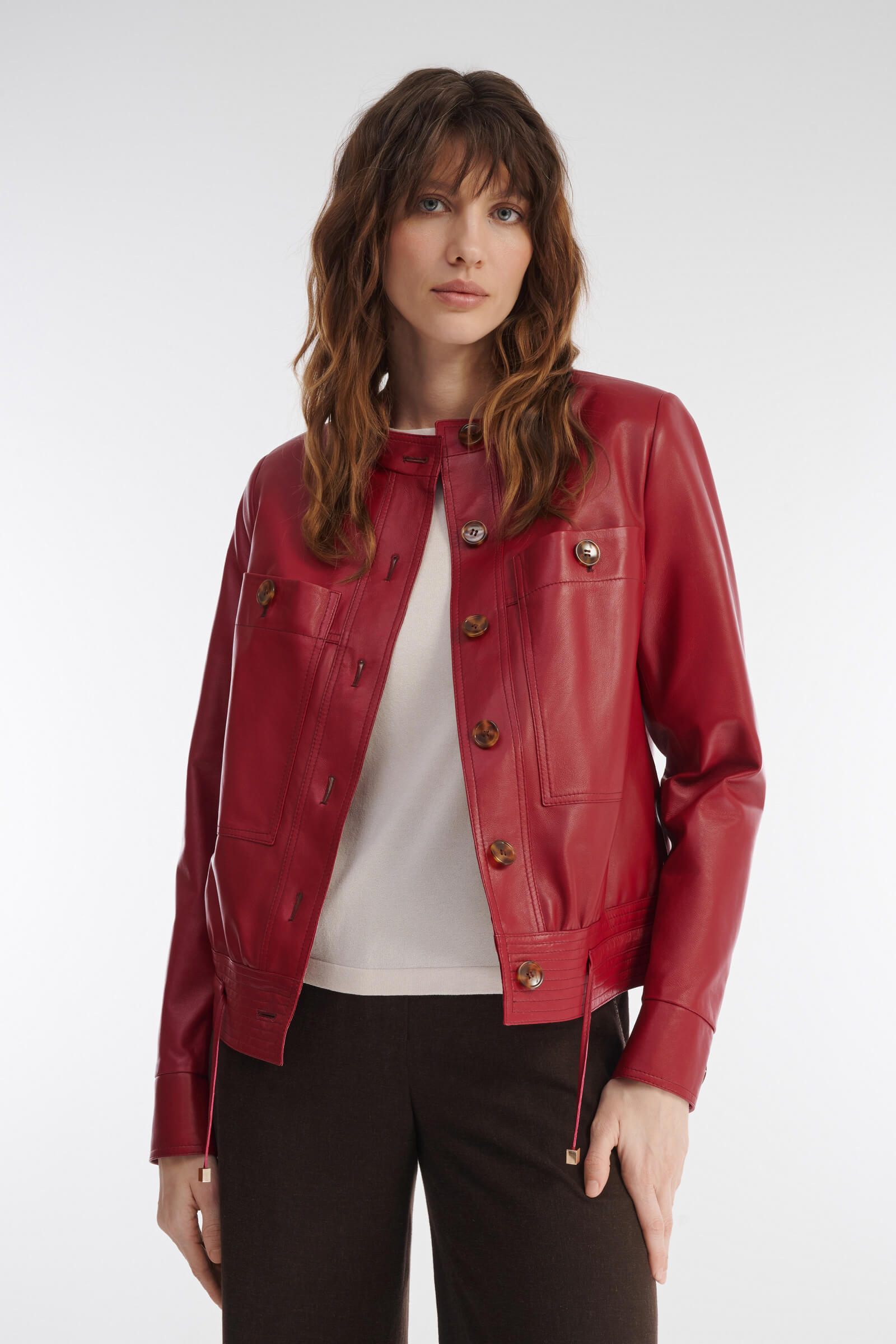 Укороченная куртка из натуральной кожи Бренд Caterina Leman