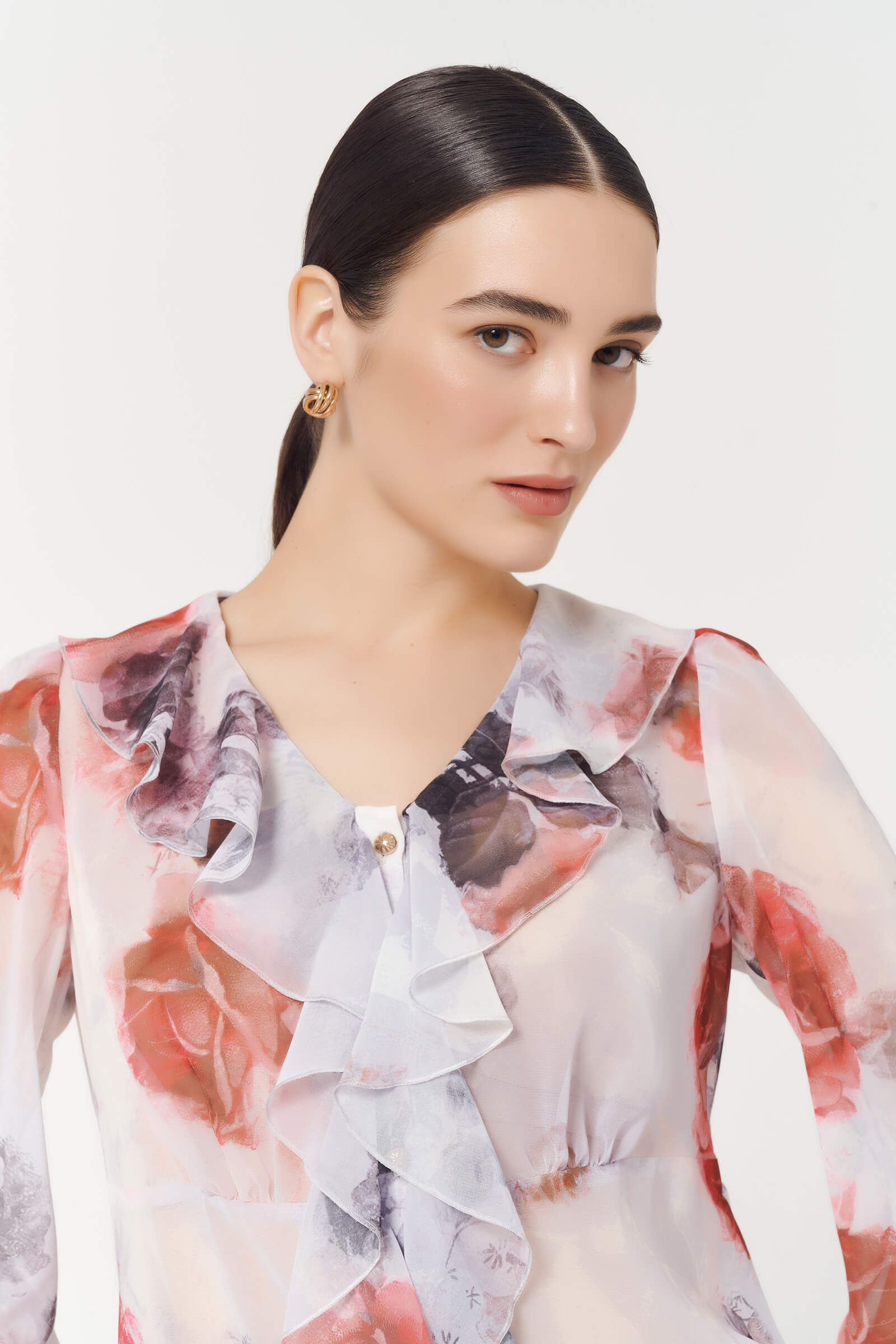 Блузка с воланами и цветочным принтом Бренд Caterina Leman