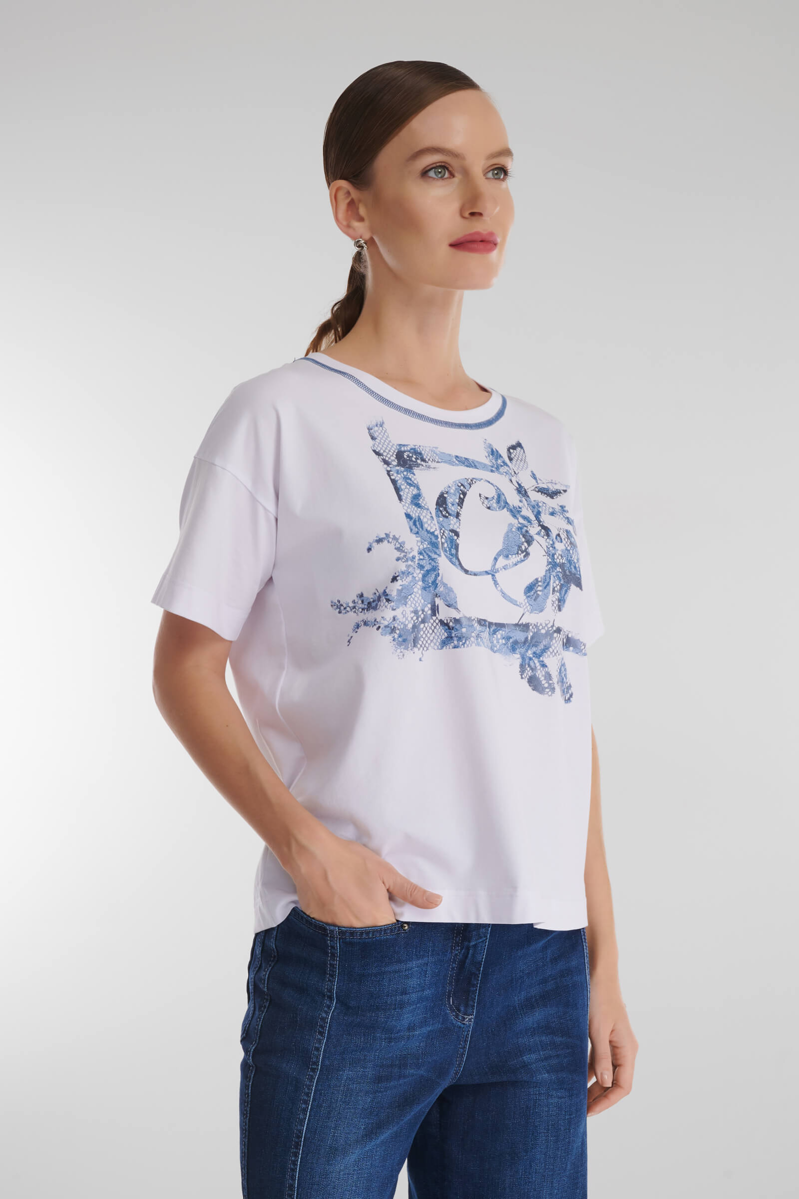 Хлопковая футболка со спущенной линией плеча Бренд Caterina Leman