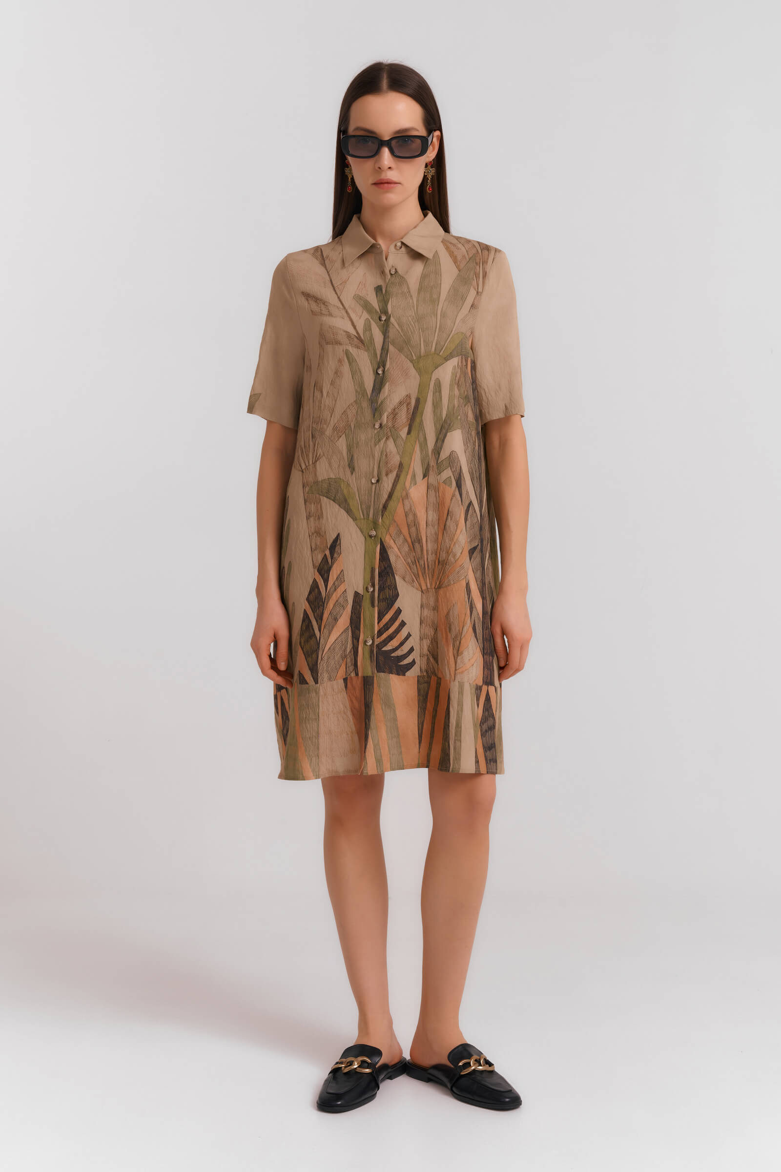 Платье-рубашка с растительным принтом Бренд Diana Gallesi