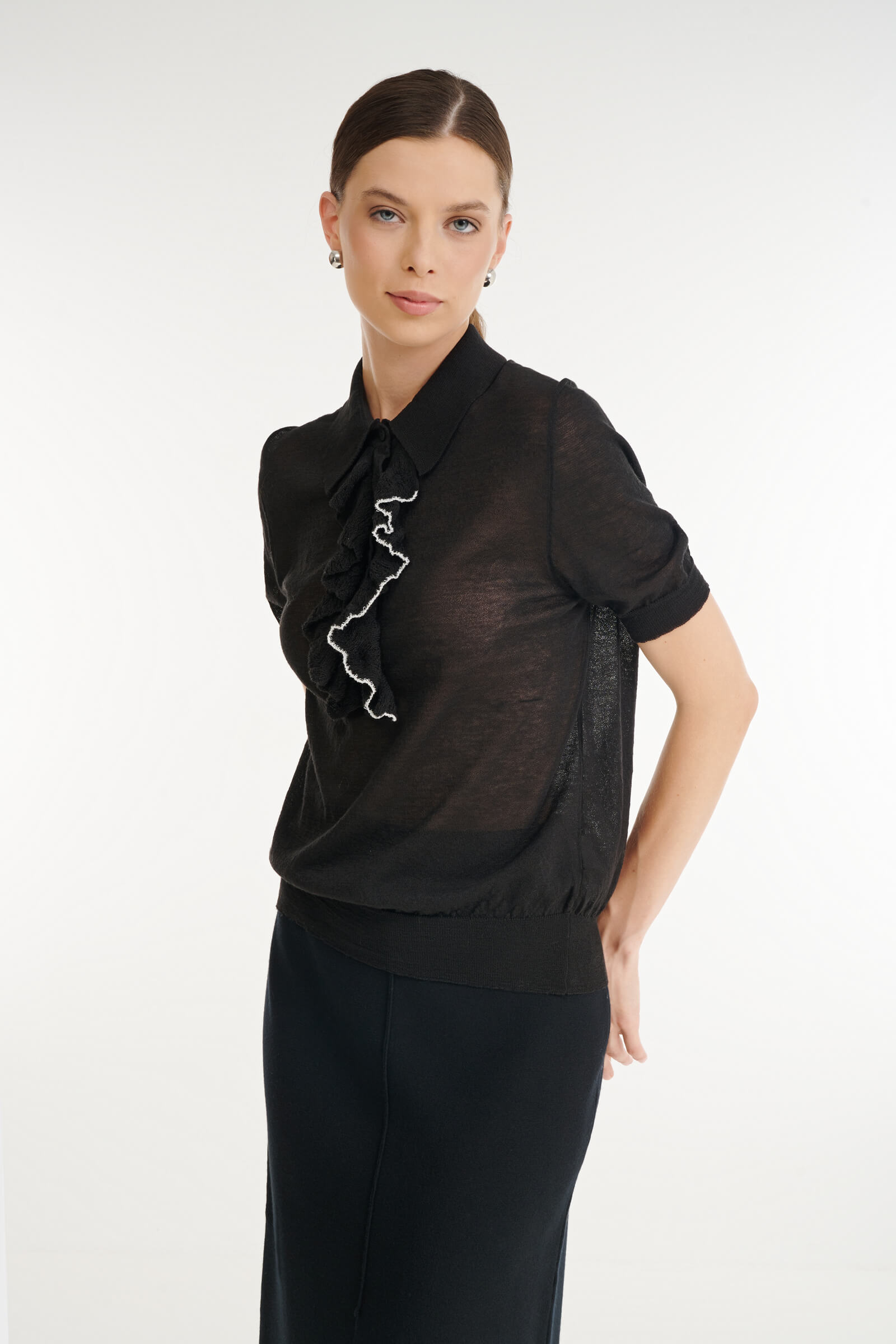 Джемпер-поло с драпировками Бренд Sarah Pacini