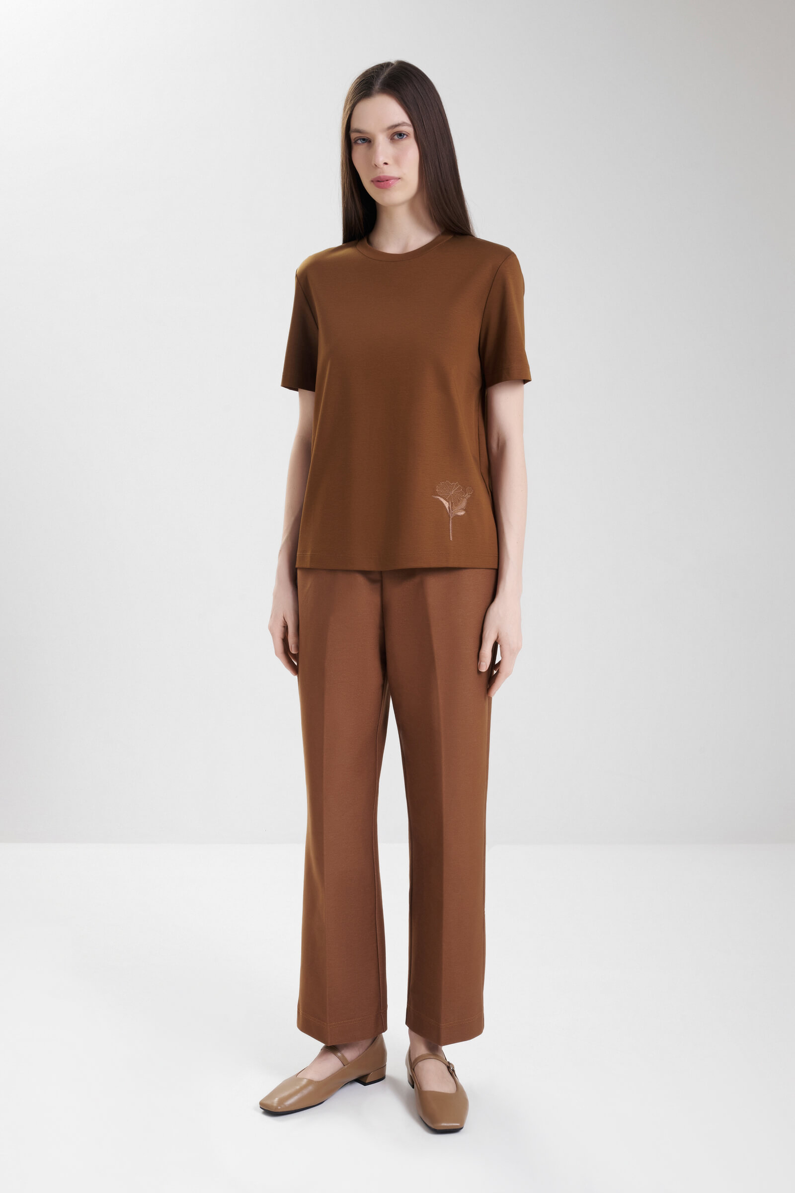 Футболка из шелковистого модала с вышивкой Бренд MM