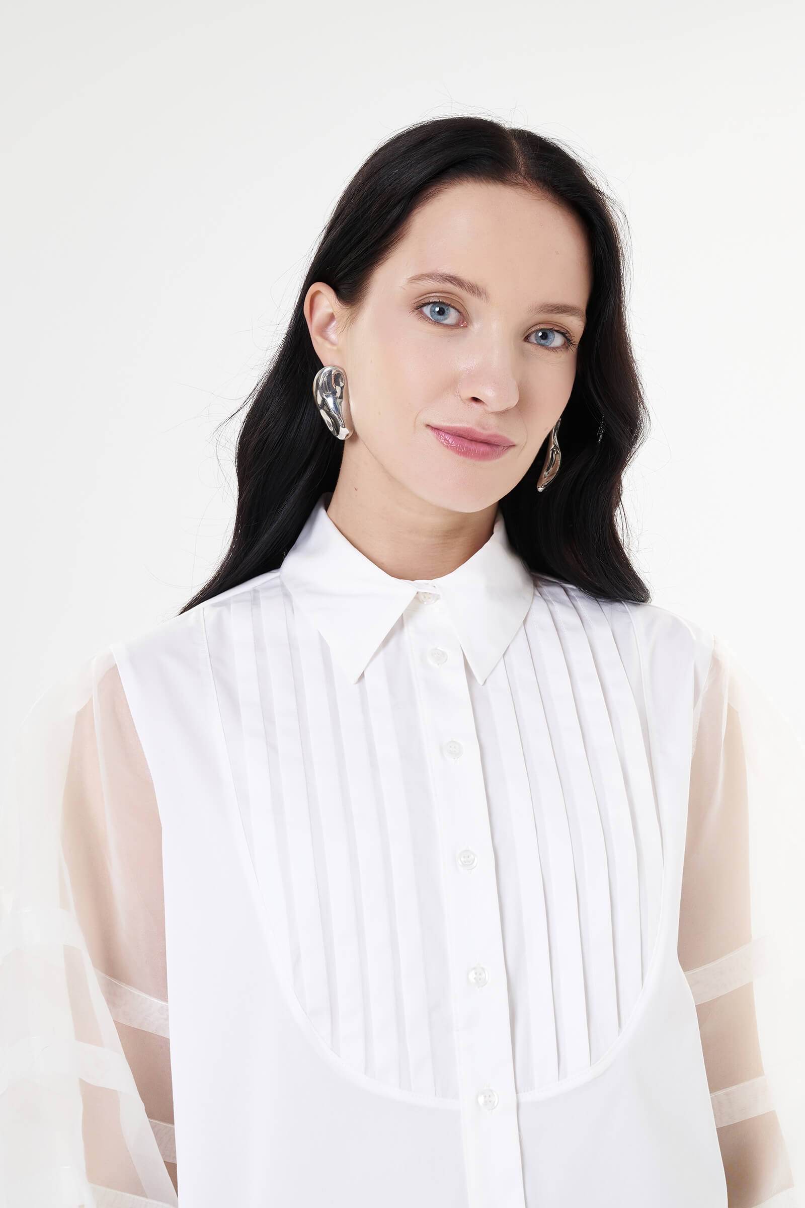 Хлопковая рубашка с прозрачными рукавами Бренд Milva Mi