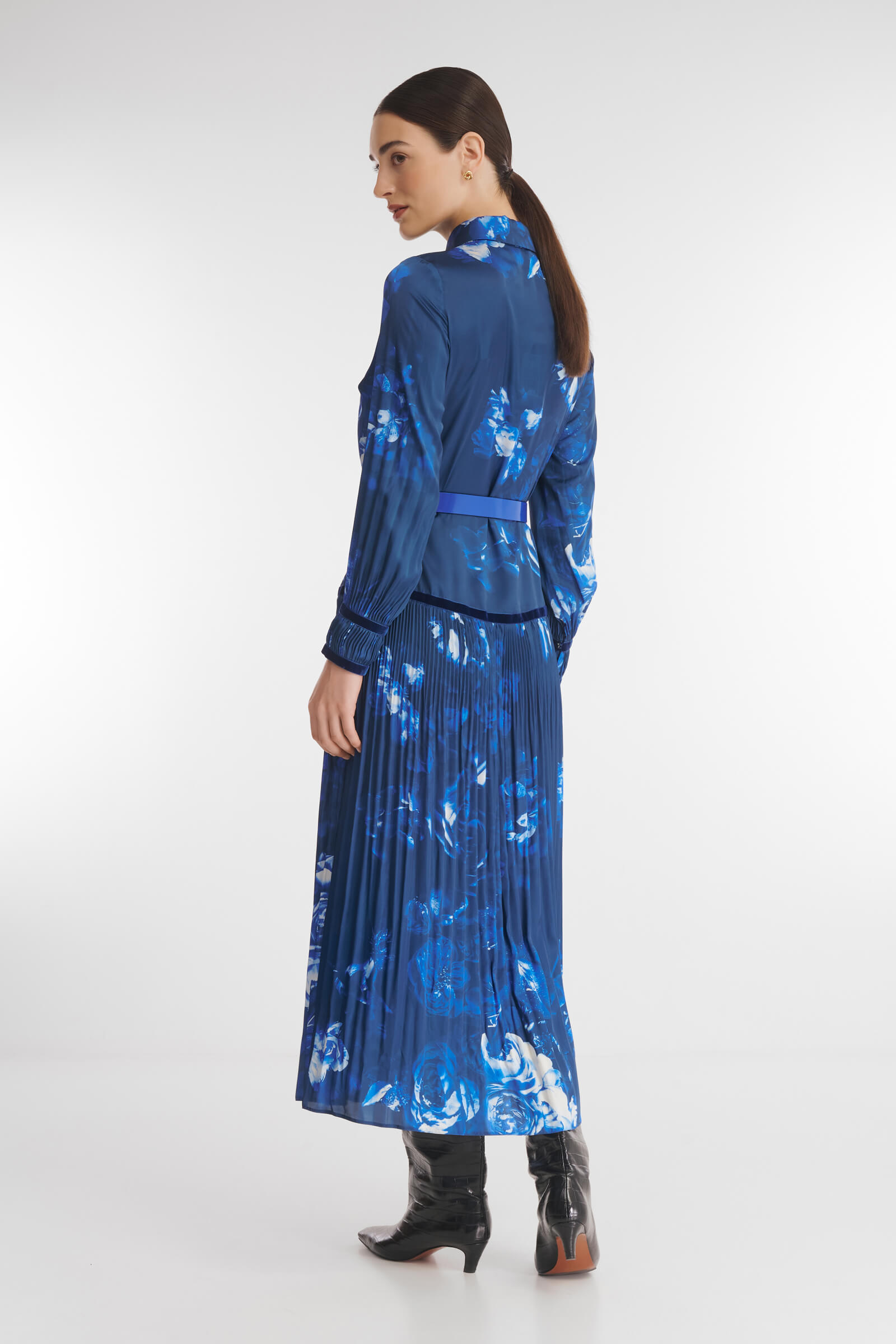 Плиссированное платье-рубашка с принтом Бренд Caterina Leman