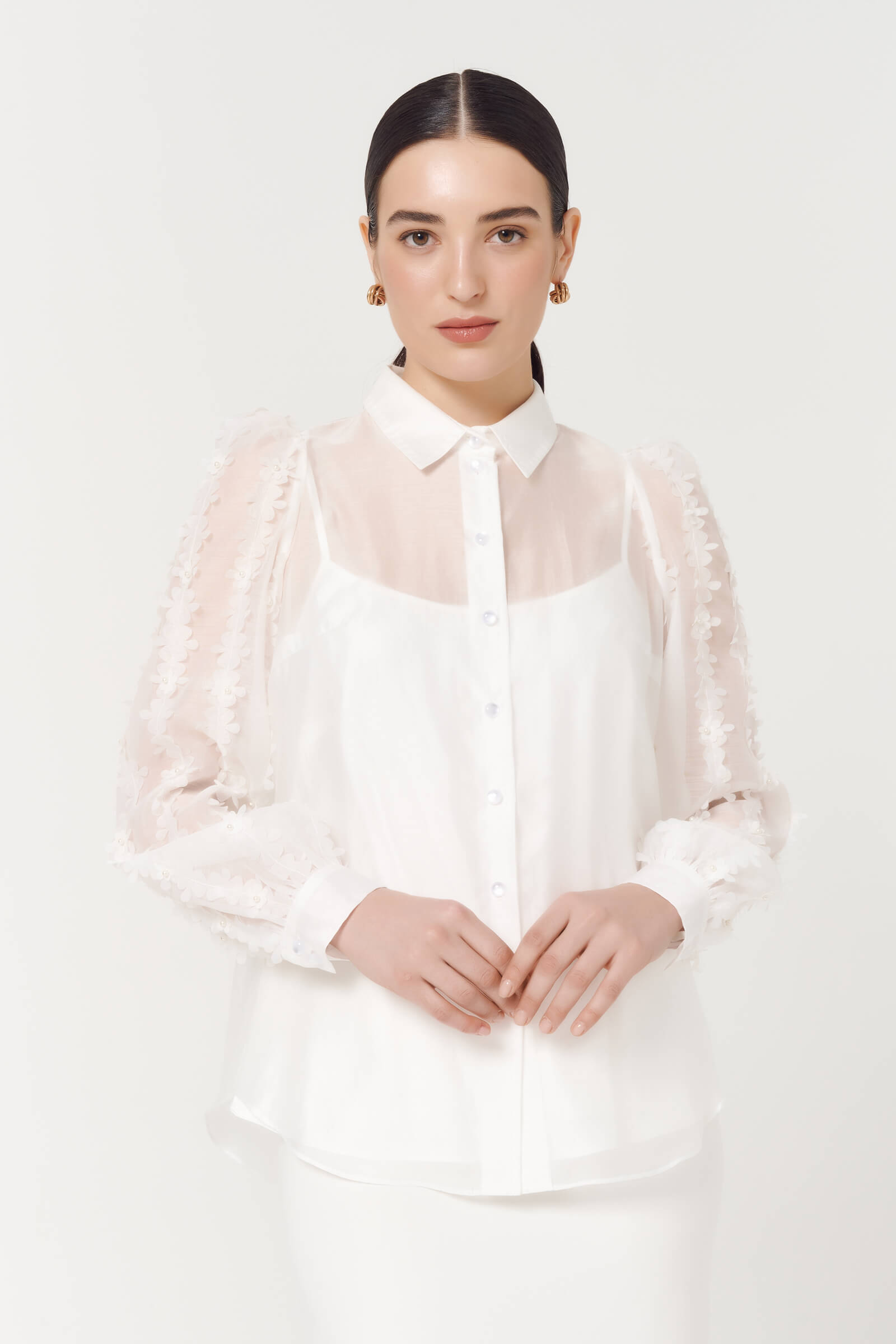 Полупрозрачная рубашка с апликацией Бренд Caterina Leman